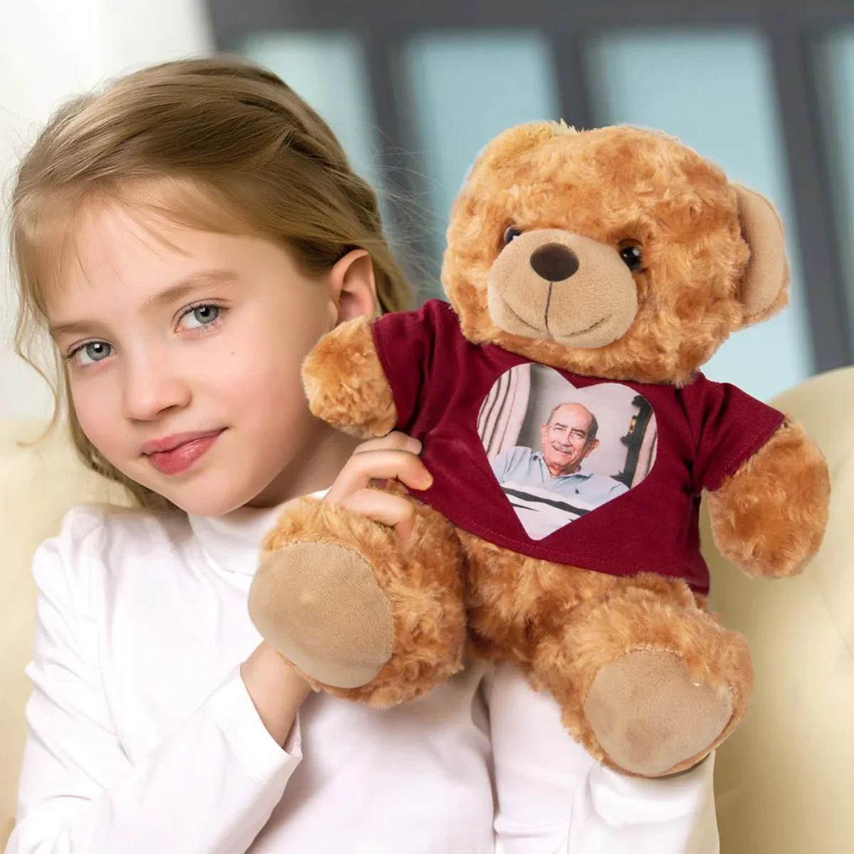 Personalized Cute Plush Stuffed Memory Bear with Heart Photo Shirt or Hoodie Memorial Gift - Image 8