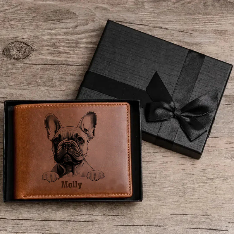 Personalized Cute Puppy Pet Dog Custom Name Gift for Dog Lover Laser Leather Wallet - Image 3