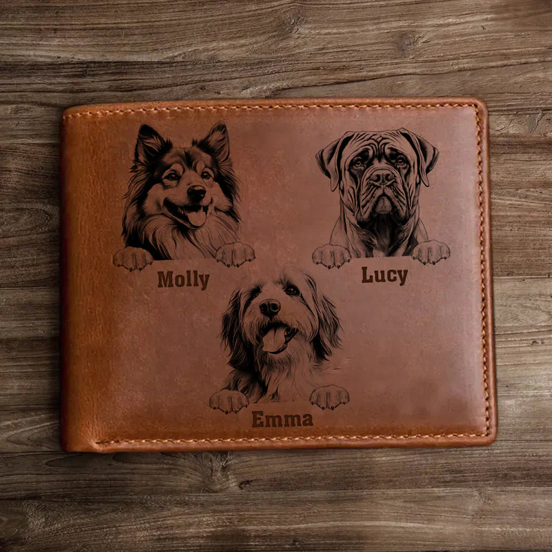 Personalized Cute Puppy Pet Dog Custom Name Gift for Dog Lover Laser Leather Wallet - Image 4