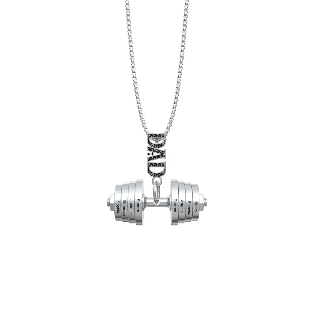 Personalized DAD Dumbbell Charm Necklace - Image 2