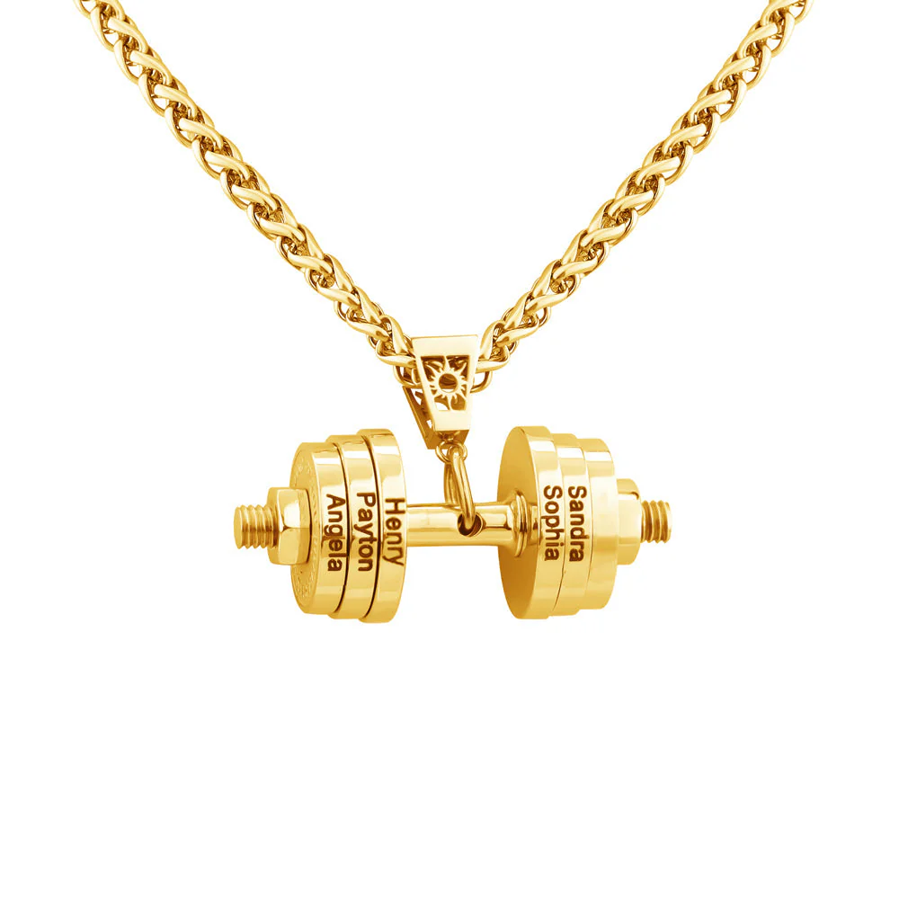 Personalized DAD Dumbbell Charm Necklace - Image 7