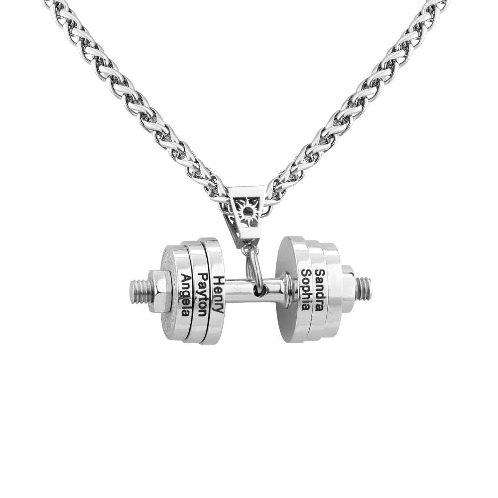 Personalized DAD Dumbbell Charm Necklace - Image 8