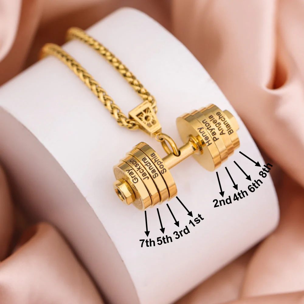 Personalized DAD Dumbbell Charm Necklace - Image 9