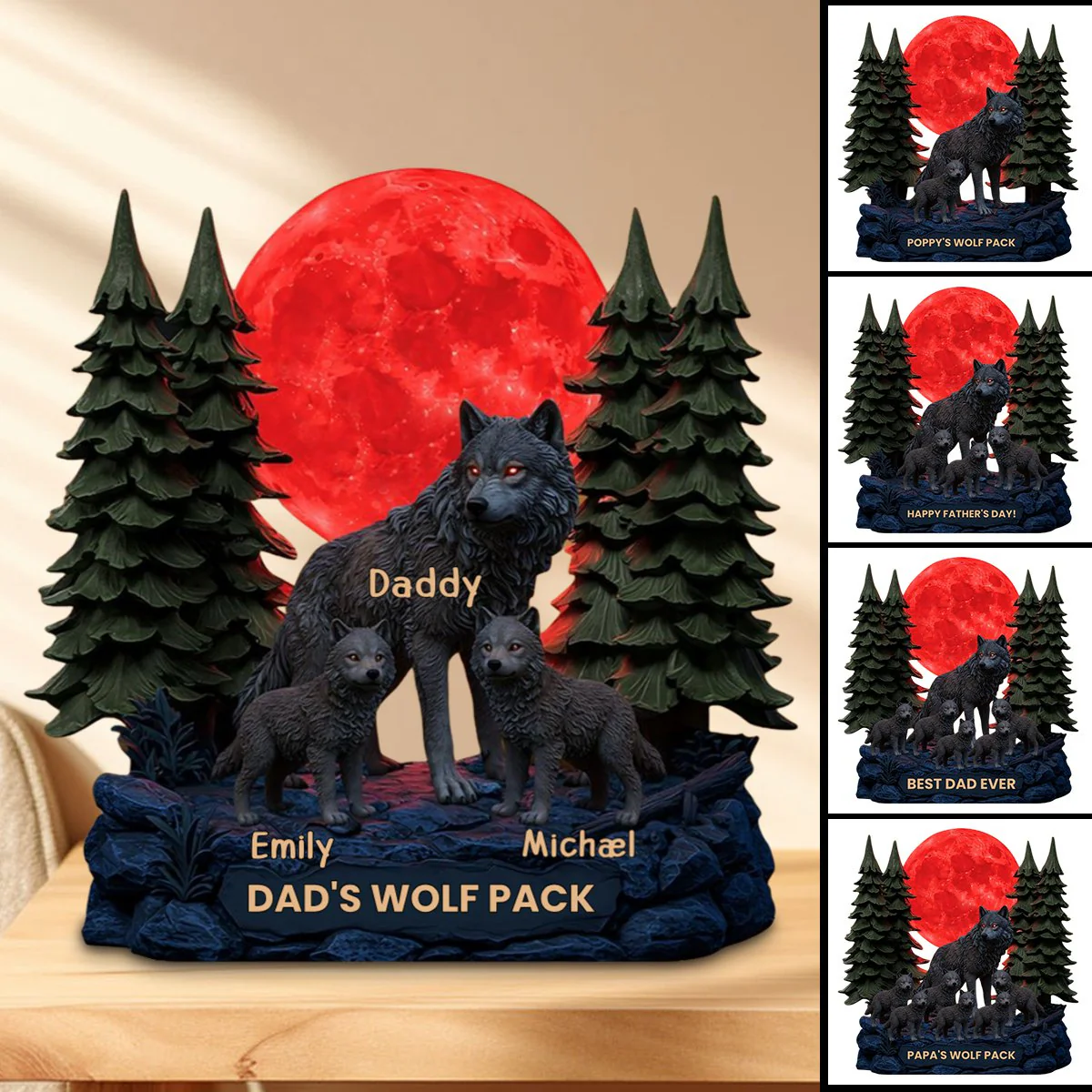 Personalized Dad & Grandpa Acrylic Plaque - My Wolf Pack Gift For Dad - Image 2
