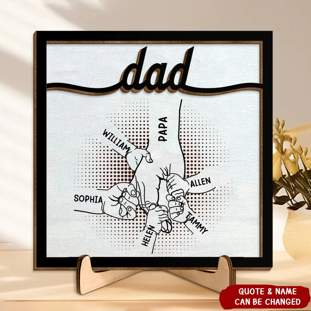 Personalized Dad Hand Bumps -  Wooden Plaque - Image 4