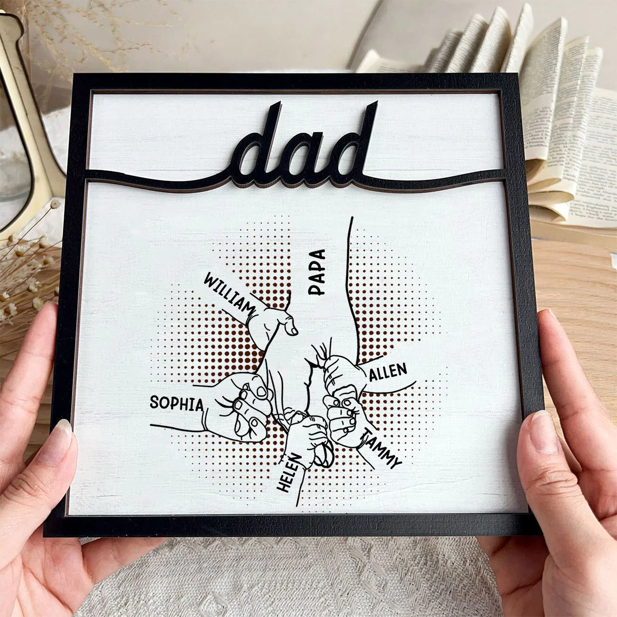 Personalized Dad Hand Bumps -  Wooden Plaque - Image 5