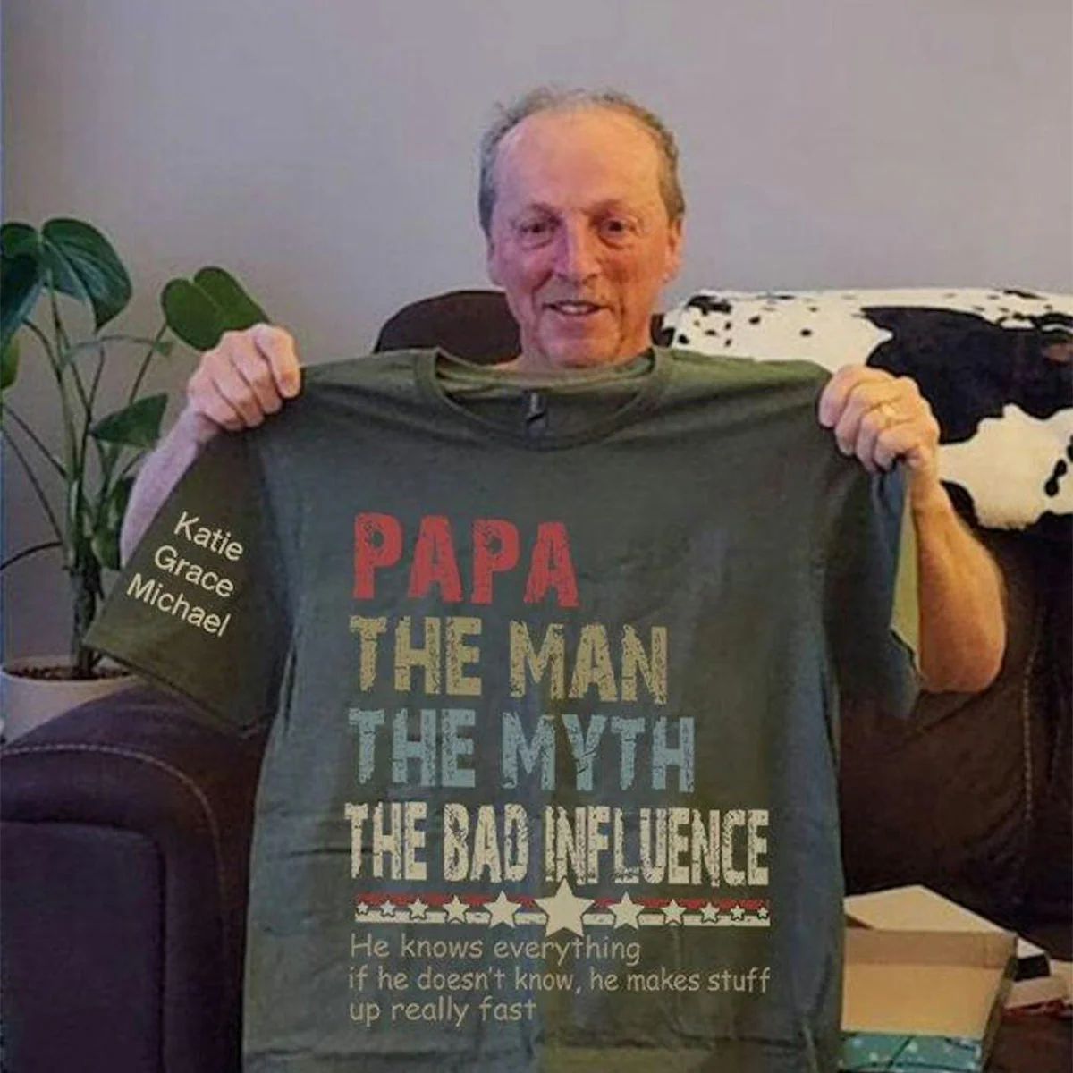 Personalized Dad Papa Grandpa Shirt, Custom Papa Legend Influence T-Shirt, Custom Birthday Fathers Day Gift - Image 3