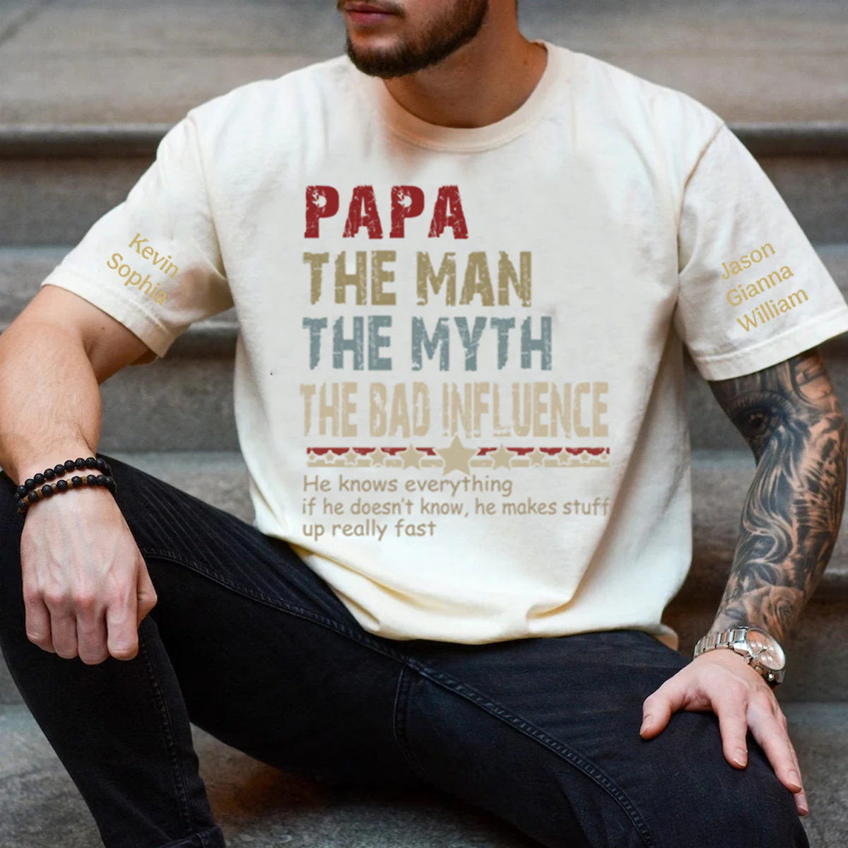 Personalized Dad Papa Grandpa Shirt, Custom Papa Legend Influence T-Shirt, Custom Birthday Fathers Day Gift - Image 6