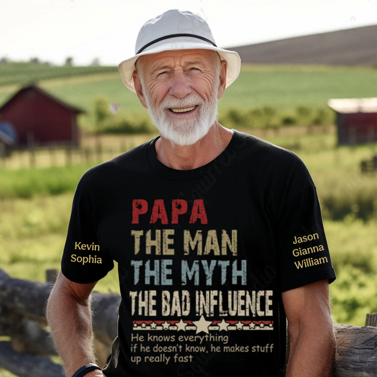 Personalized Dad Papa Grandpa Shirt, Custom Papa Legend Influence T-Shirt, Custom Birthday Fathers Day Gift - Image 7