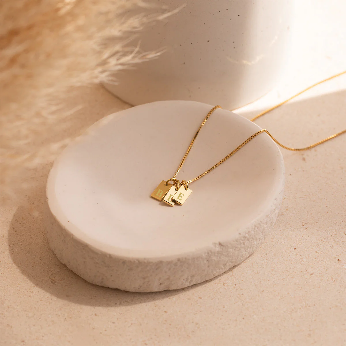 Personalized Dainty Initial Tag Engraved Letter Pendant Necklace - Image 2
