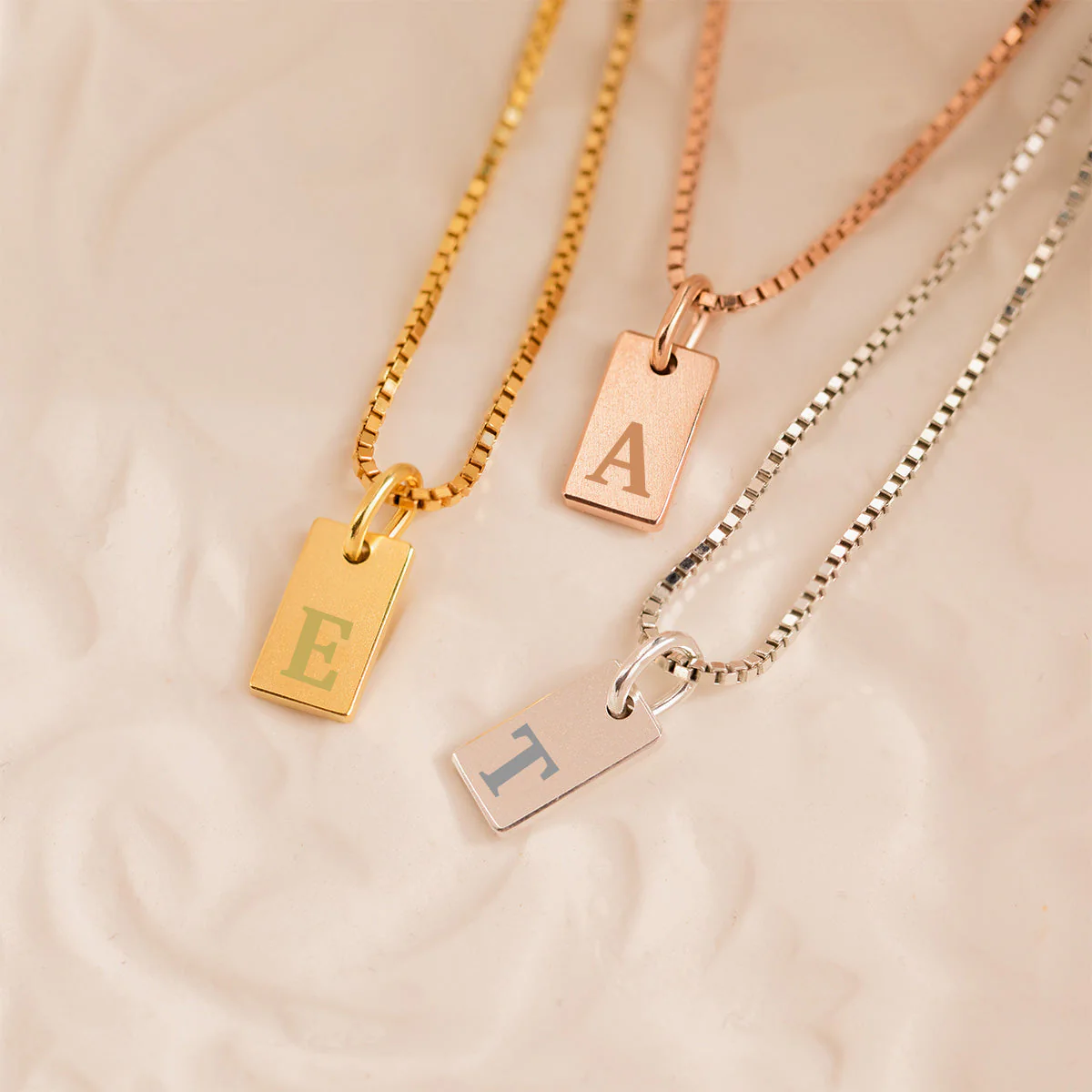 Personalized Dainty Initial Tag Engraved Letter Pendant Necklace - Image 3