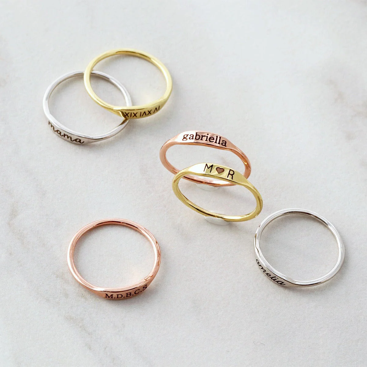 Personalized Dainty Name Stacking Ring Gift for Mom Grandma - Image 3