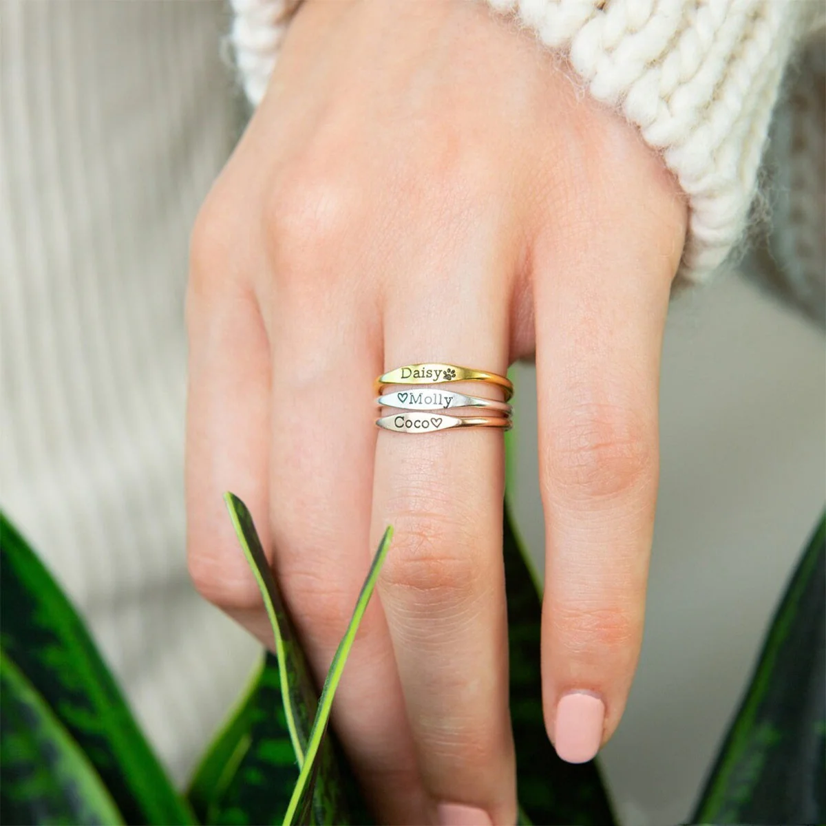 Personalized Dainty Name Stacking Ring Gift for Mom Grandma - Image 4