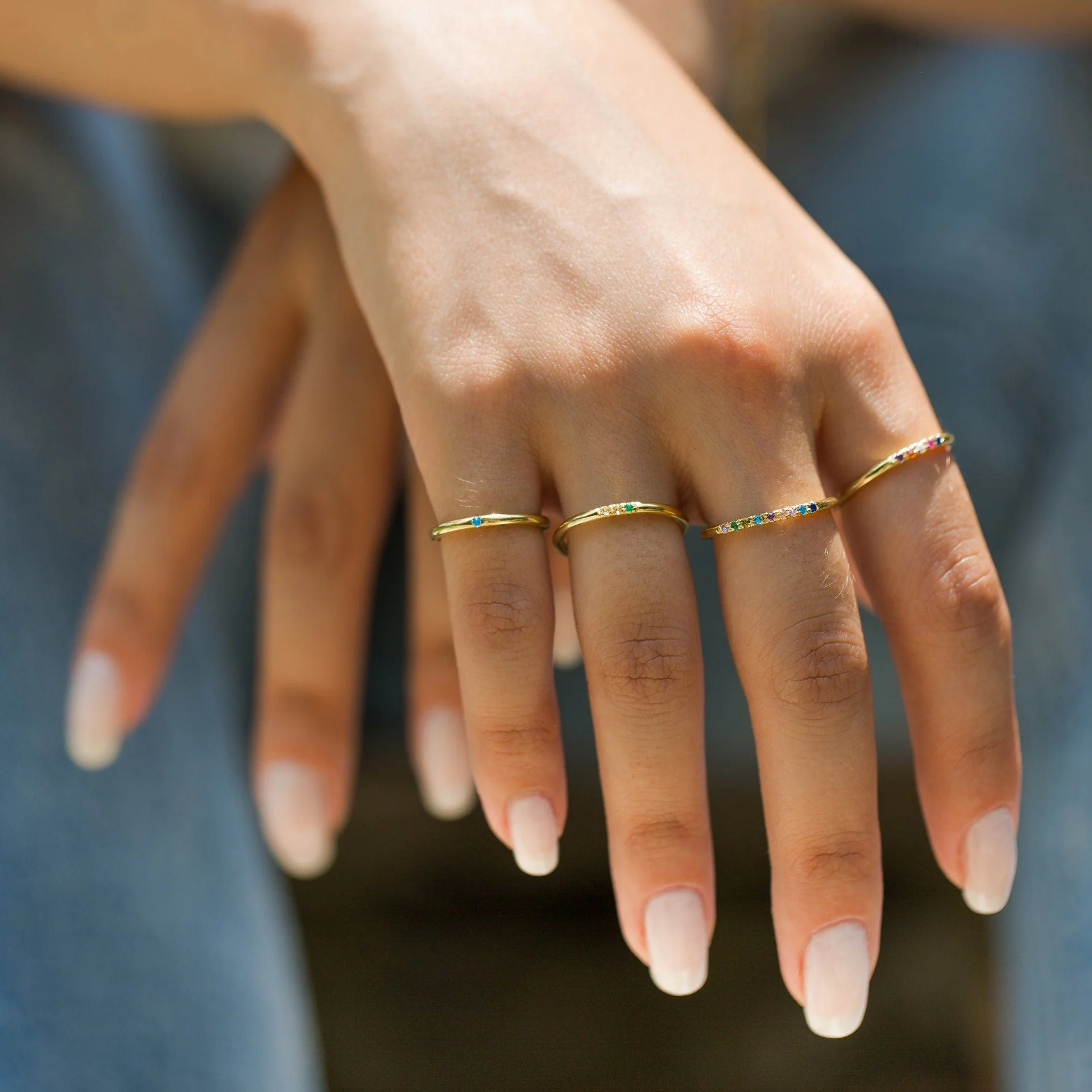 Personalized Dainty Round Birthstone Ring - Mother Grandma Ring Gift - Image 10
