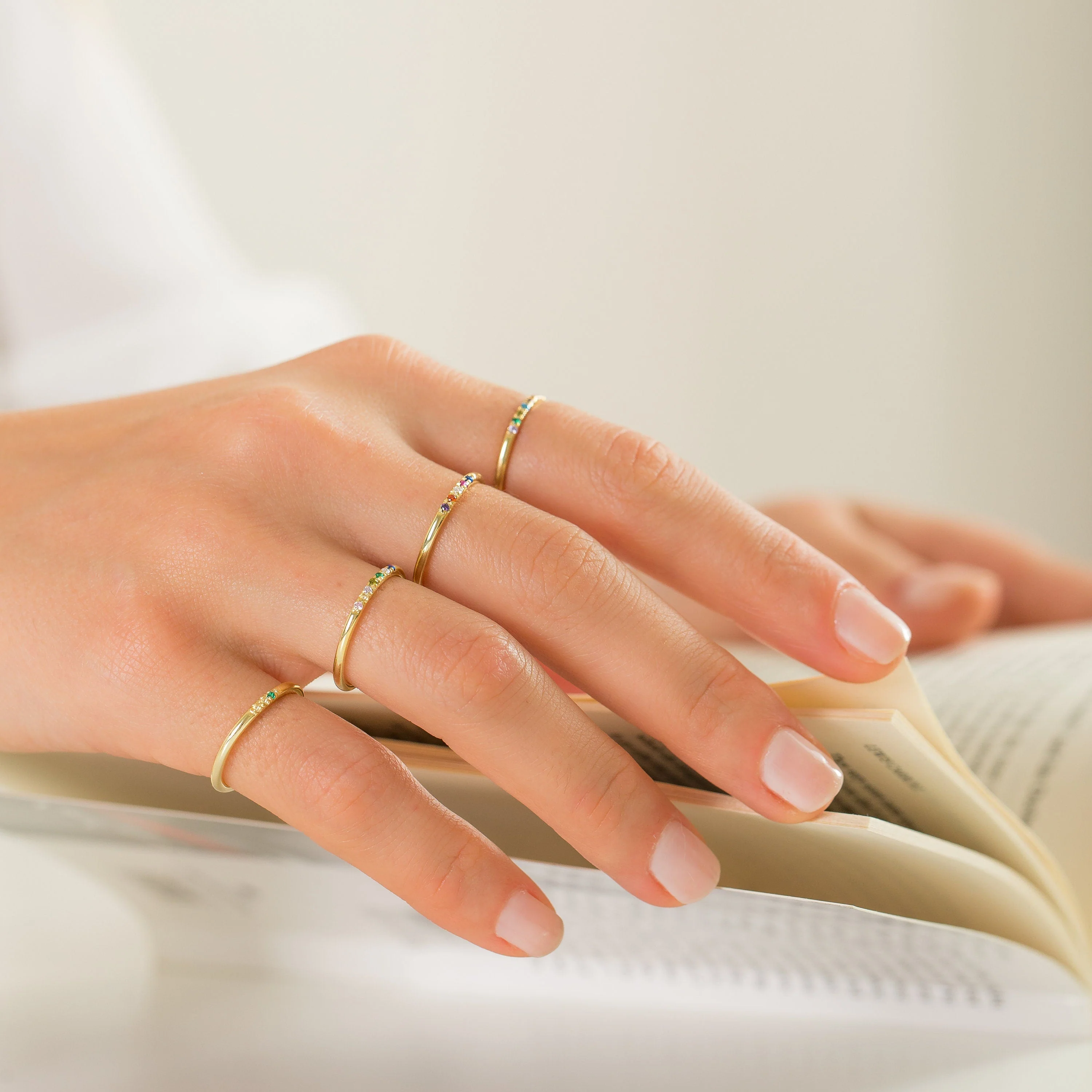 Personalized Dainty Round Birthstone Ring - Mother Grandma Ring Gift - Image 12