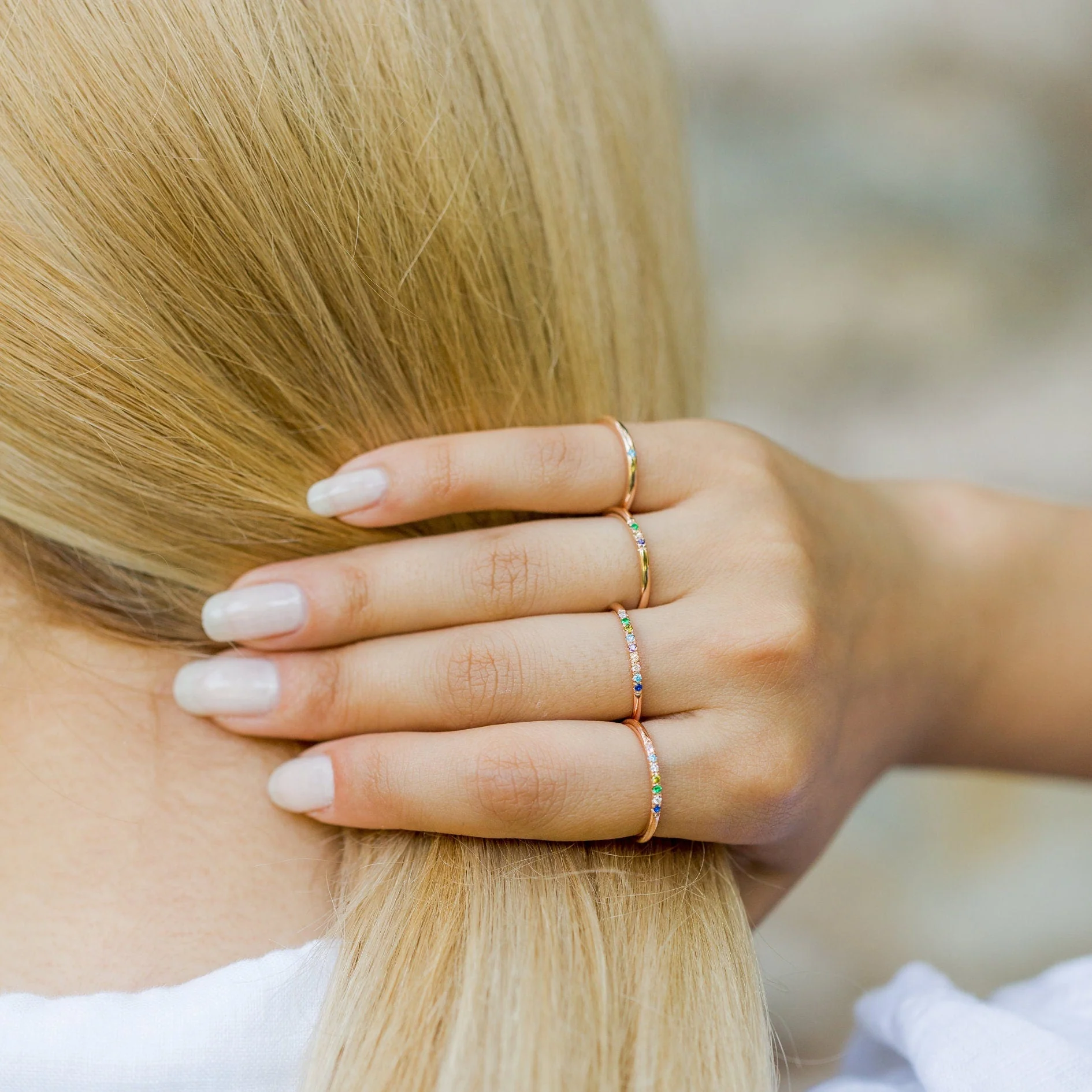 Personalized Dainty Round Birthstone Ring - Mother Grandma Ring Gift - Image 13