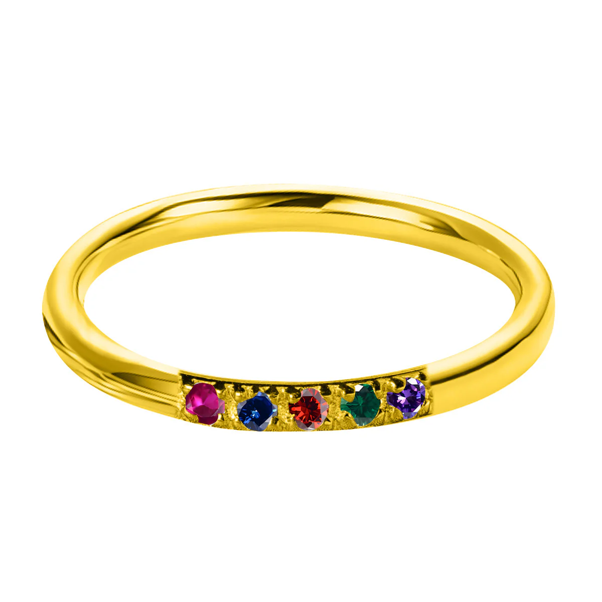 Personalized Dainty Round Birthstone Ring - Mother Grandma Ring Gift - Image 17