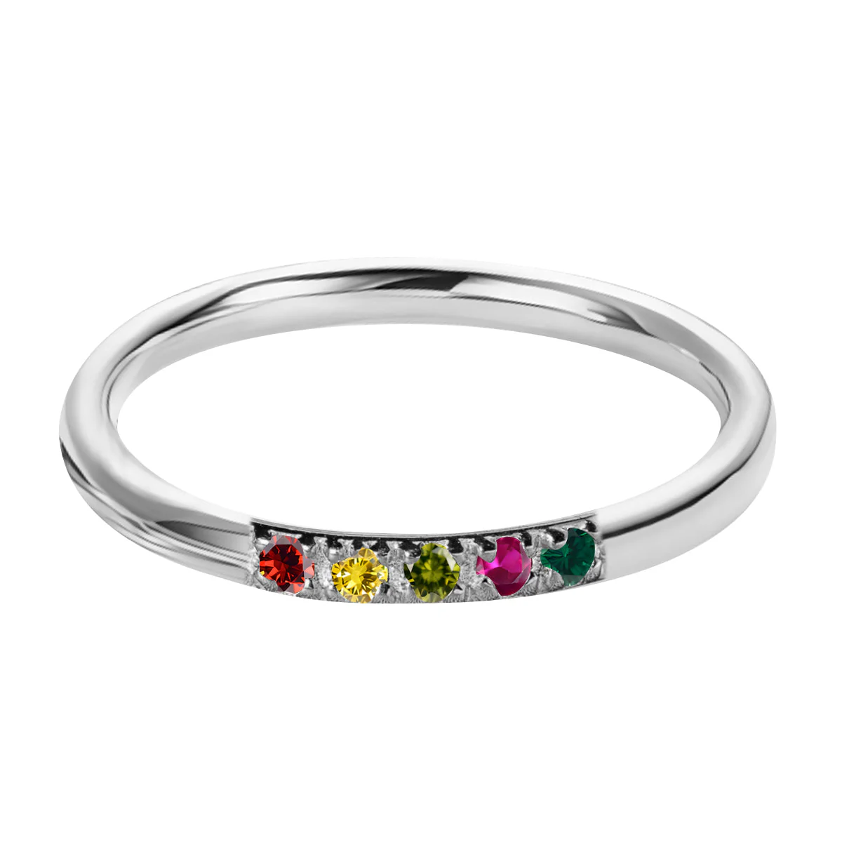 Personalized Dainty Round Birthstone Ring - Mother Grandma Ring Gift - Image 18