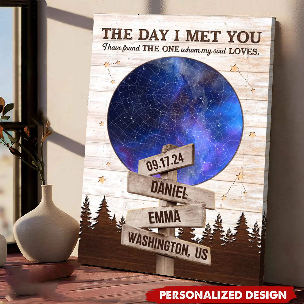 Personalized Decoration Couple Sign Custom Star Map The Day I Met You Poster - Image 2