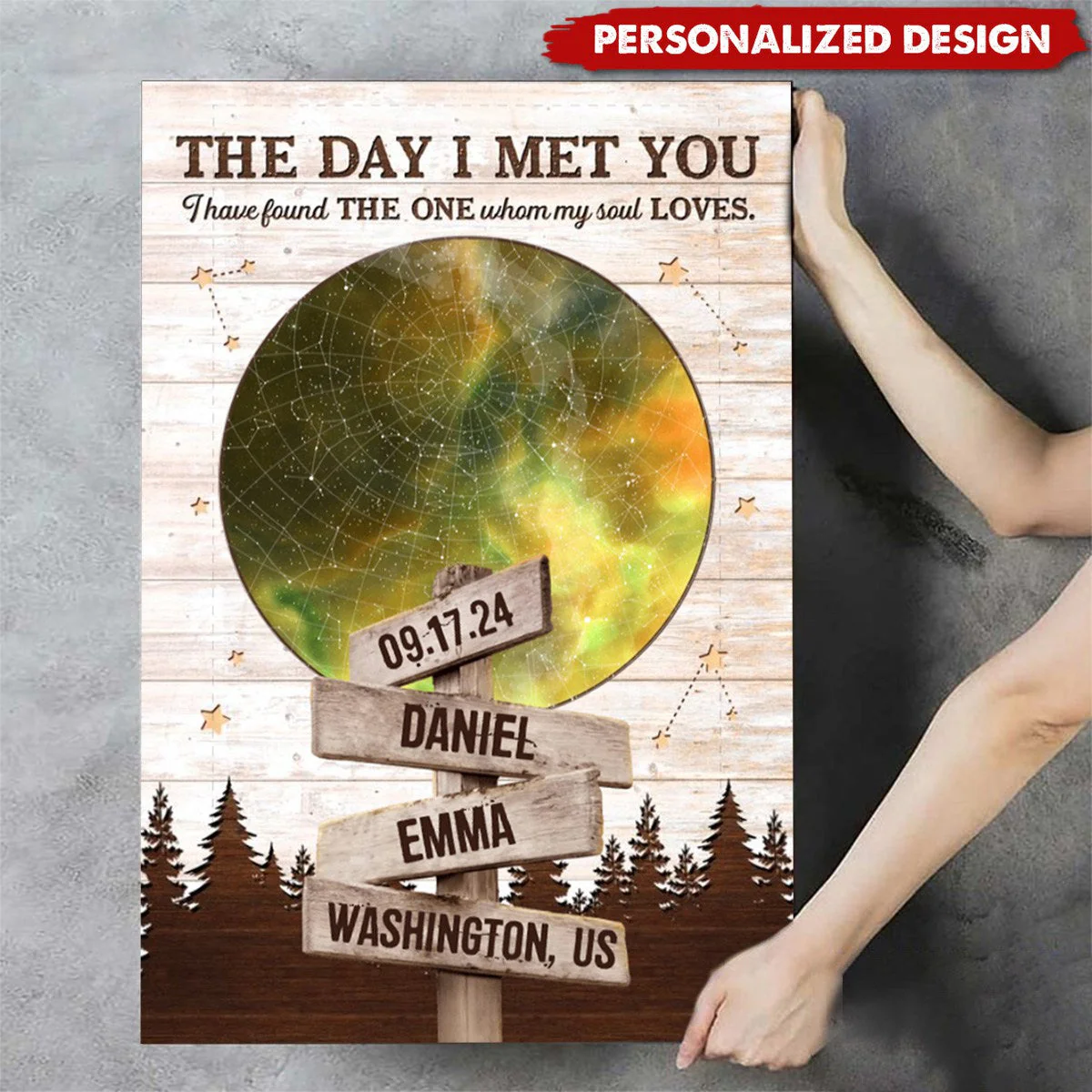 Personalized Decoration Couple Sign Custom Star Map The Day I Met You Poster - Image 3