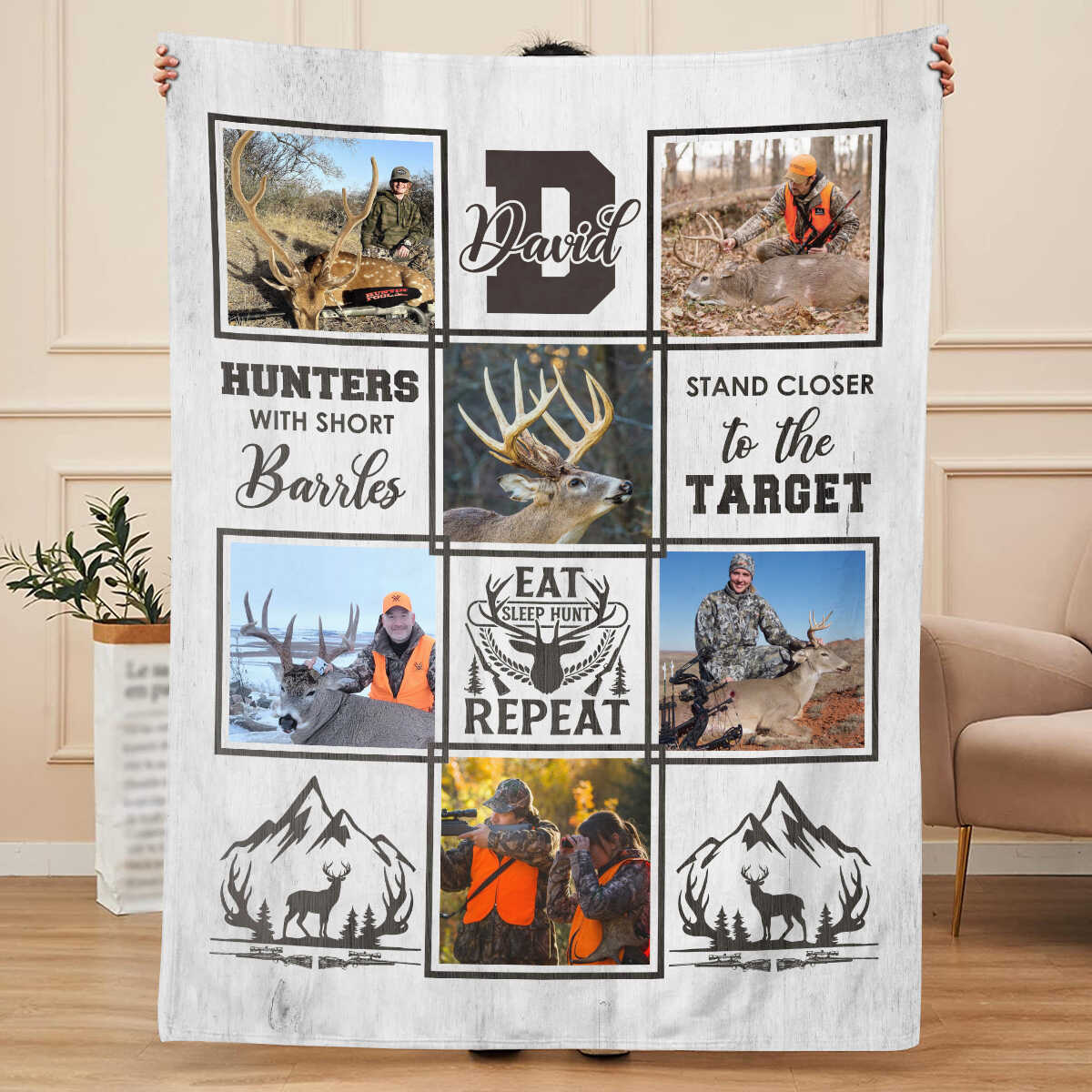 Personalized Deer Hunting Blanket, Hunting Memory Photo Collage, Best Gift For Deer Hunters - Image 4