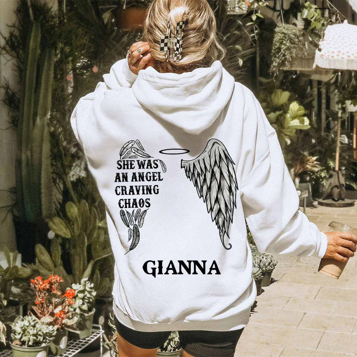 Personalized Demon Angel Love Couple Pullover Hoodie - Image 4