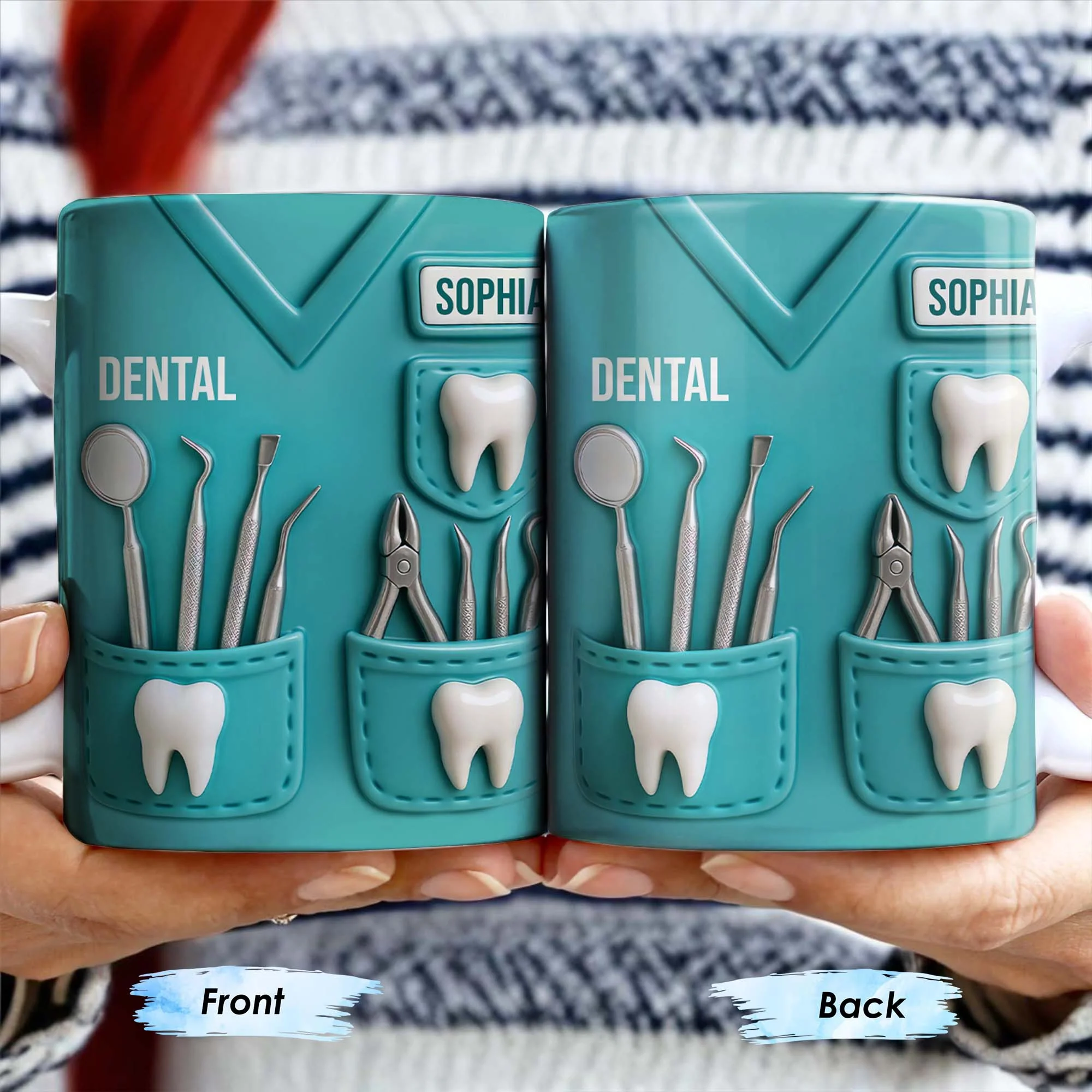 Personalized Dental Coffee Mug Featuring Dental Equipment Designs Gift For Dentists - Image 3