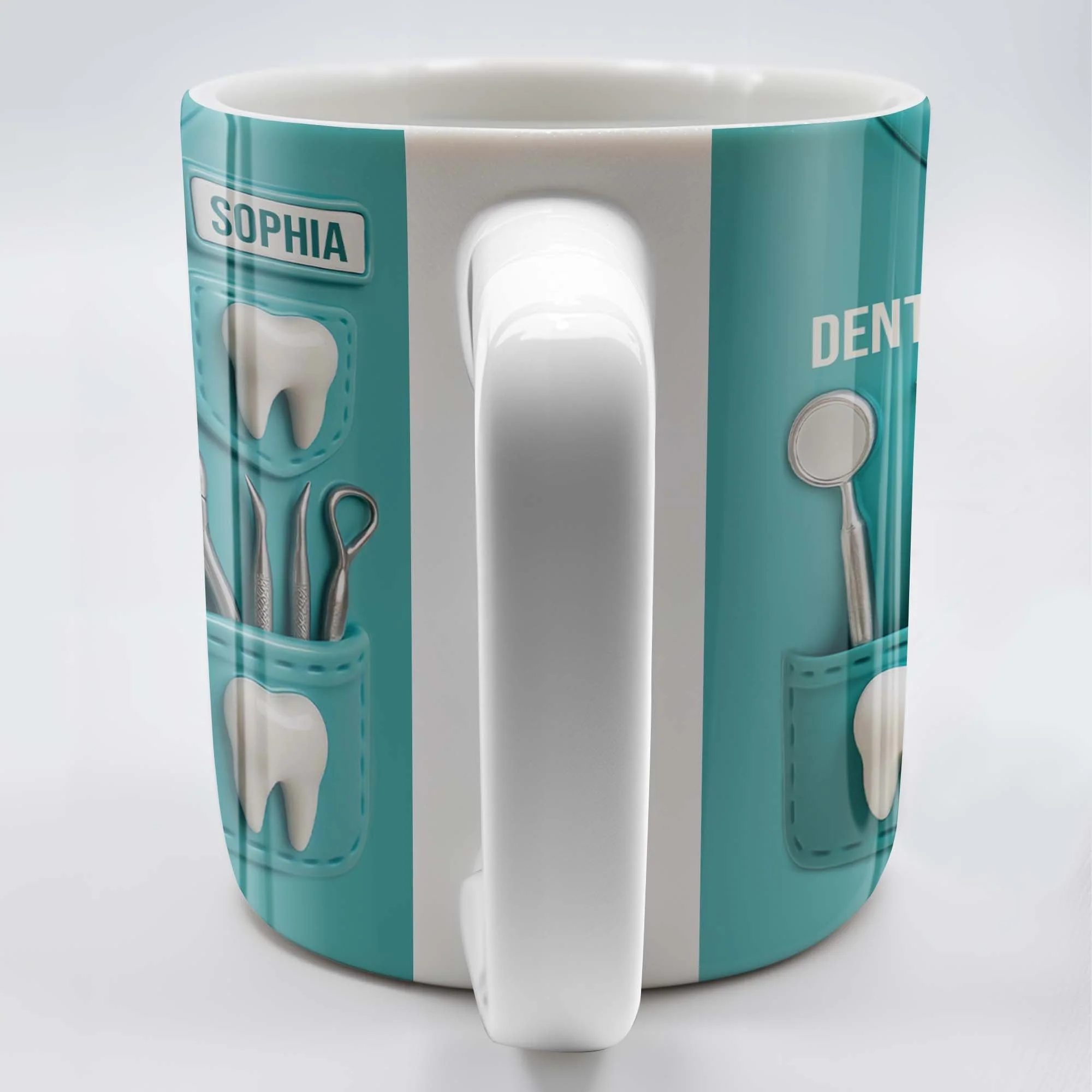 Personalized Dental Coffee Mug Featuring Dental Equipment Designs Gift For Dentists - Image 4