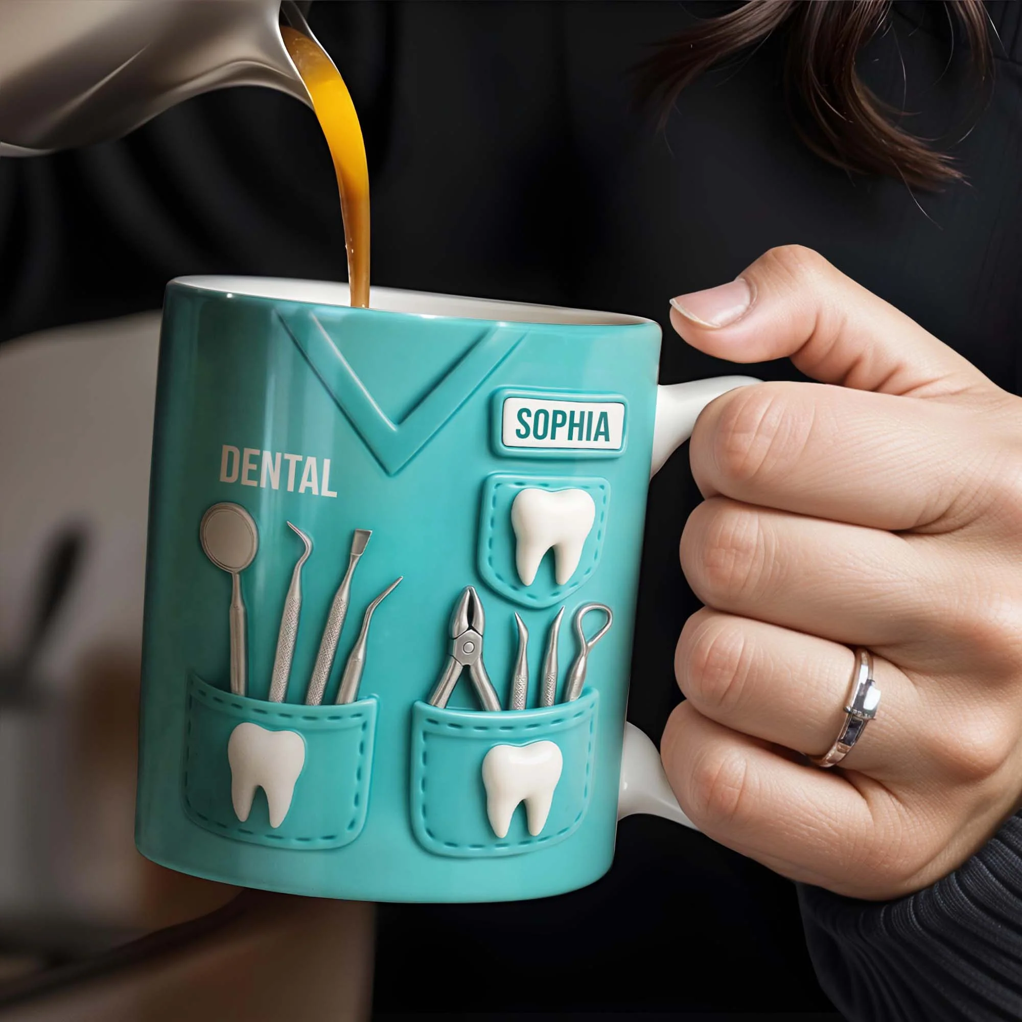 Personalized Dental Coffee Mug Featuring Dental Equipment Designs Gift For Dentists - Image 5