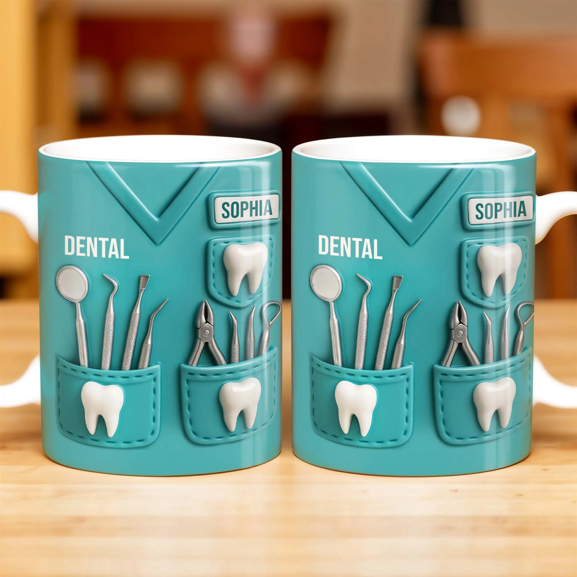 Personalized Dental Coffee Mug Featuring Dental Equipment Designs Gift For Dentists - Image 7