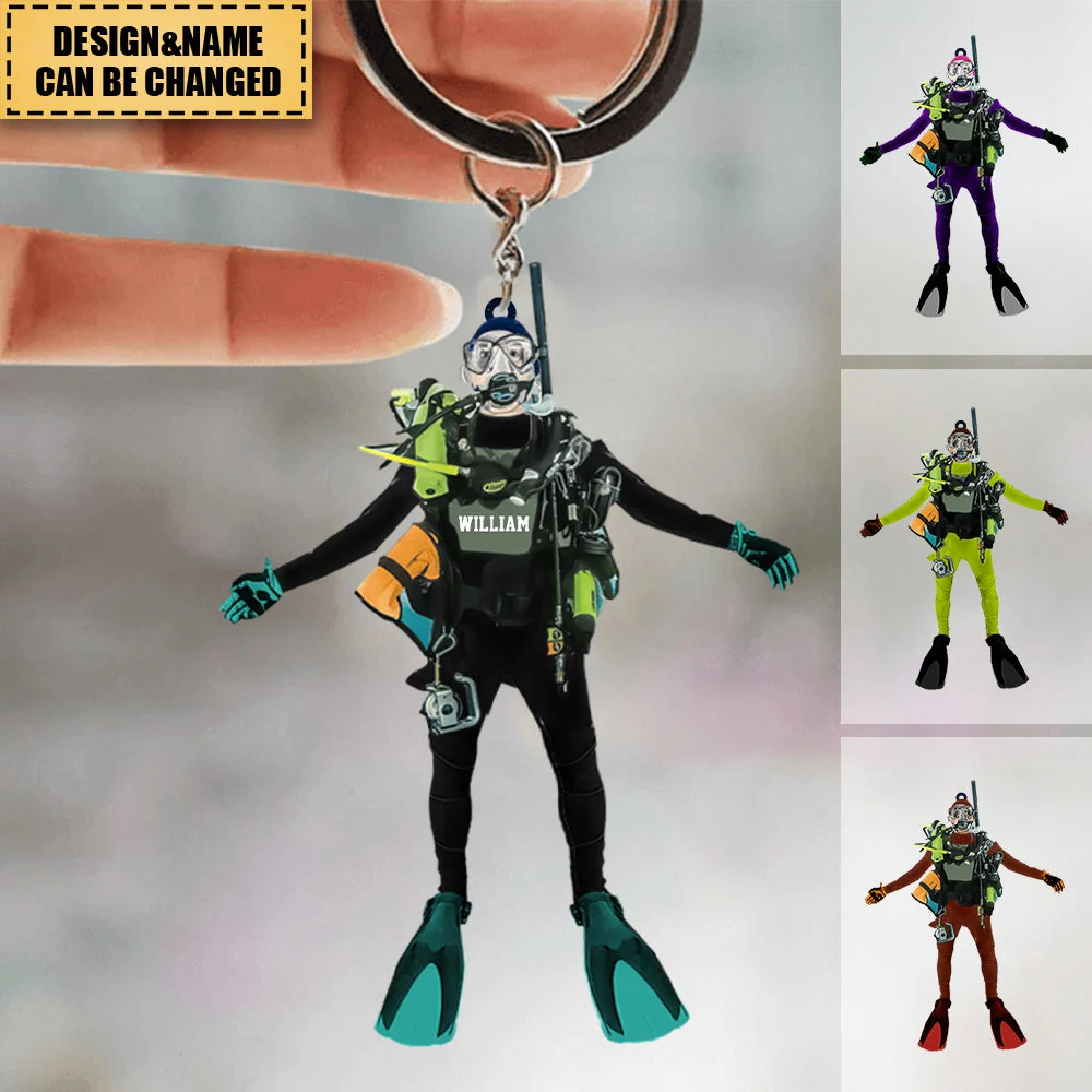 Personalized Diver Acrylic Hanging Keychain, Gift For Diving Lovers - Image 2