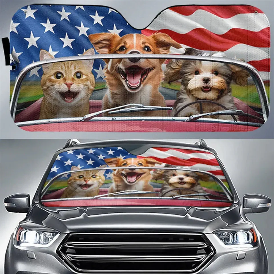 Personalized Dog & Cat  Auto Windshield Sunshade, Car Window Protector - Gift For Pet Lovers - Image 2