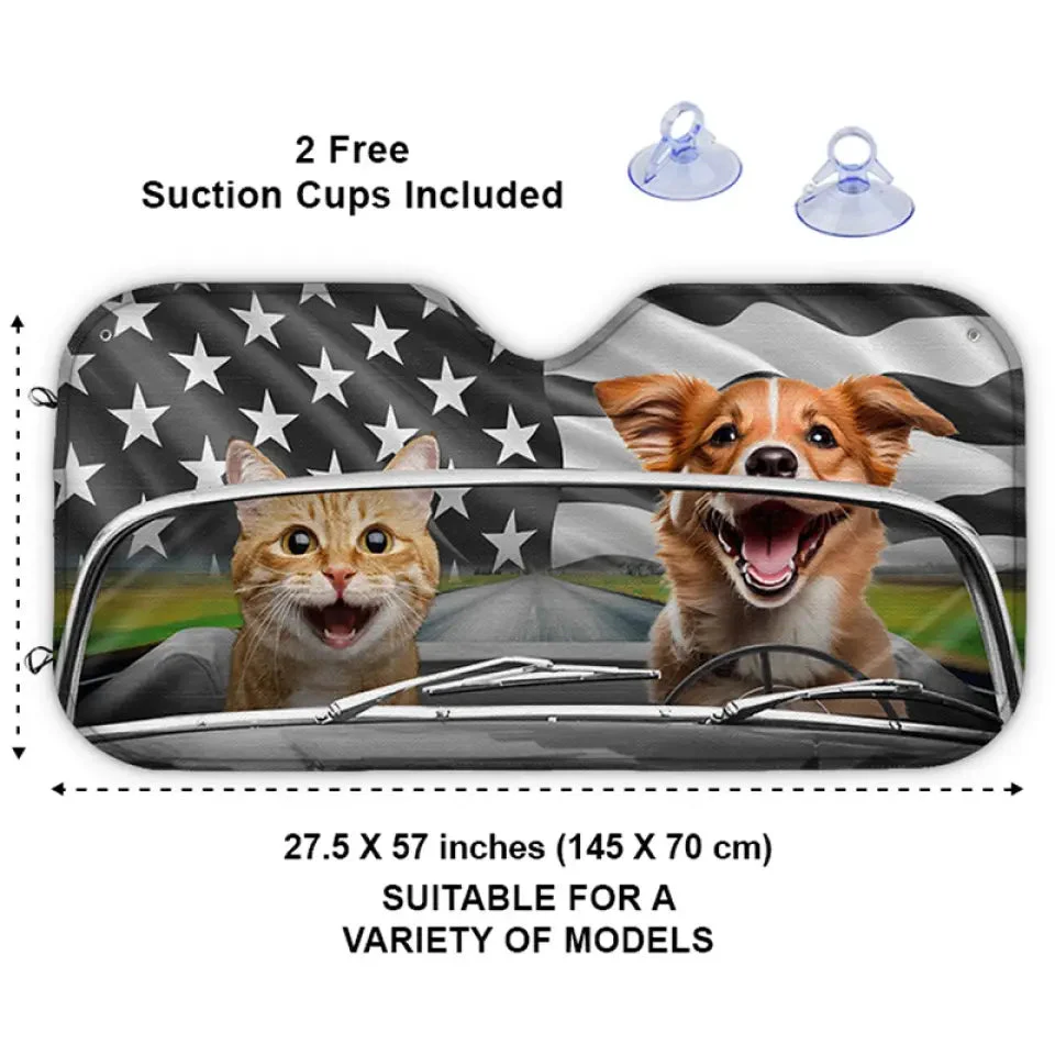 Personalized Dog & Cat  Auto Windshield Sunshade, Car Window Protector - Gift For Pet Lovers - Image 4