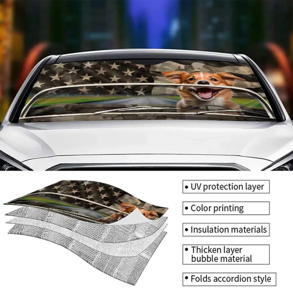 Personalized Dog & Cat  Auto Windshield Sunshade, Car Window Protector - Gift For Pet Lovers - Image 5