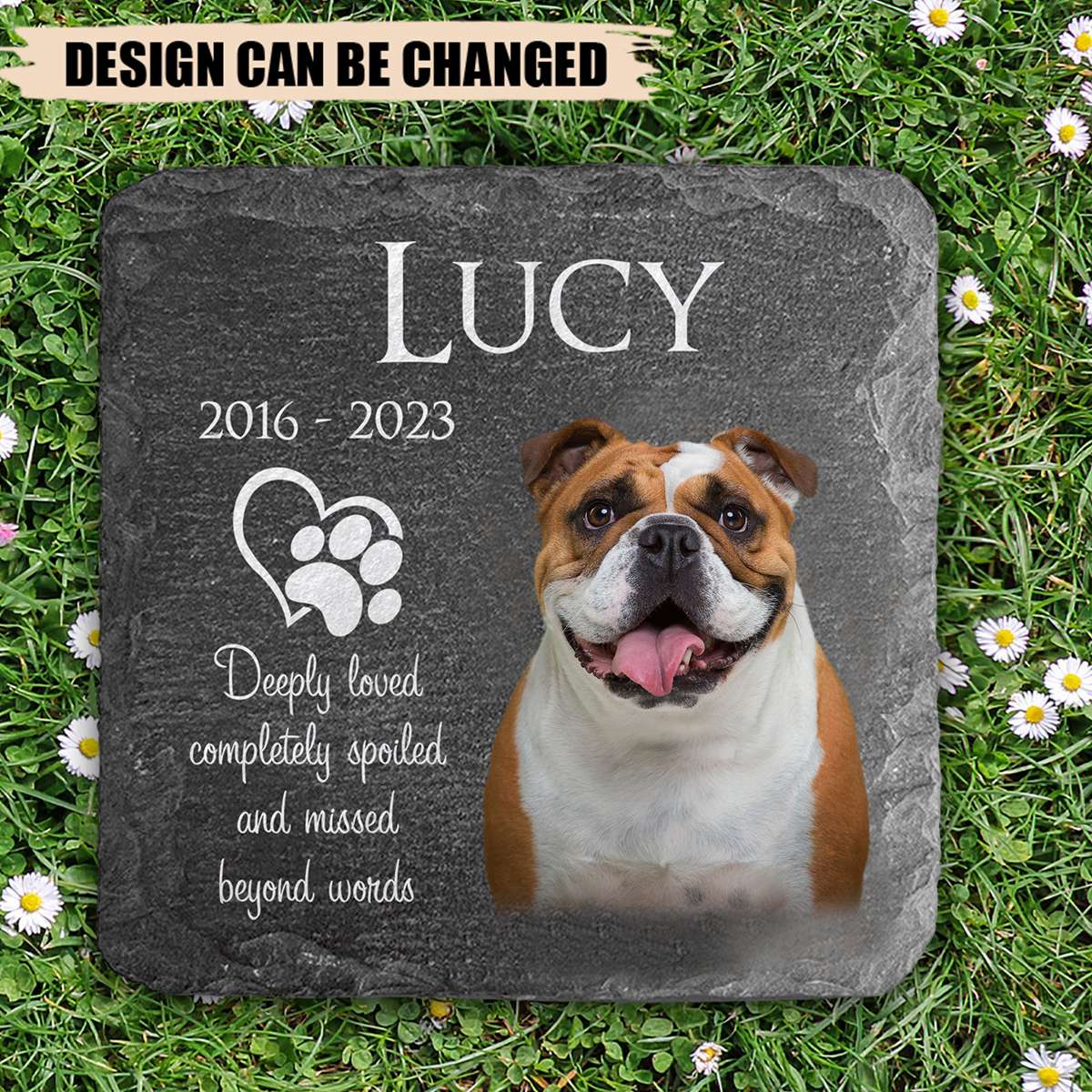 Personalized Dog Cat Memorial Garden Stone -Deeply Loved Completely Spoiled And Missed Beyond Words - Image 2