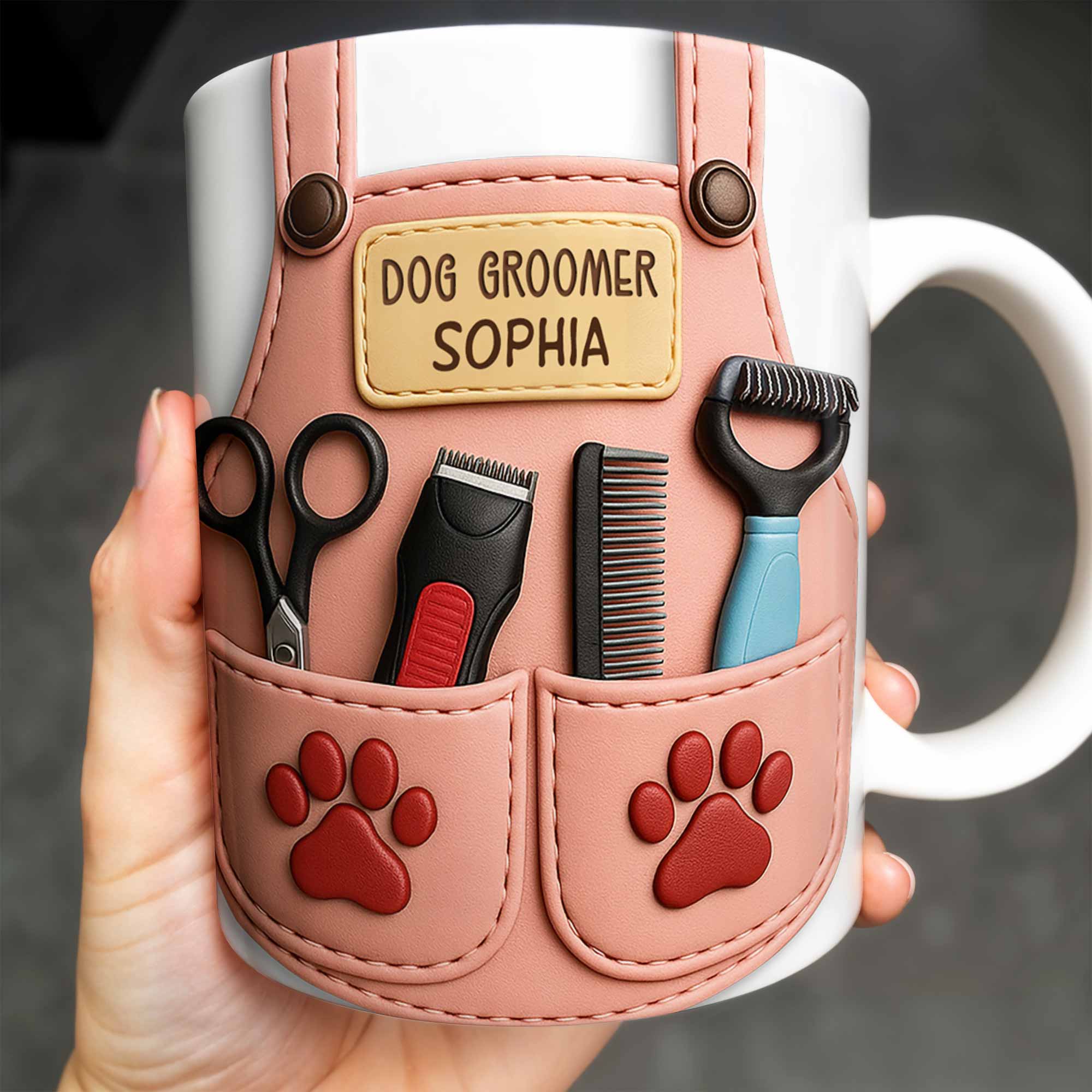 Personalized Dog Groomer, Scissors And Paw Prints Mug, Gift For Pet Care Professionals And Dog Lovers - Image 5