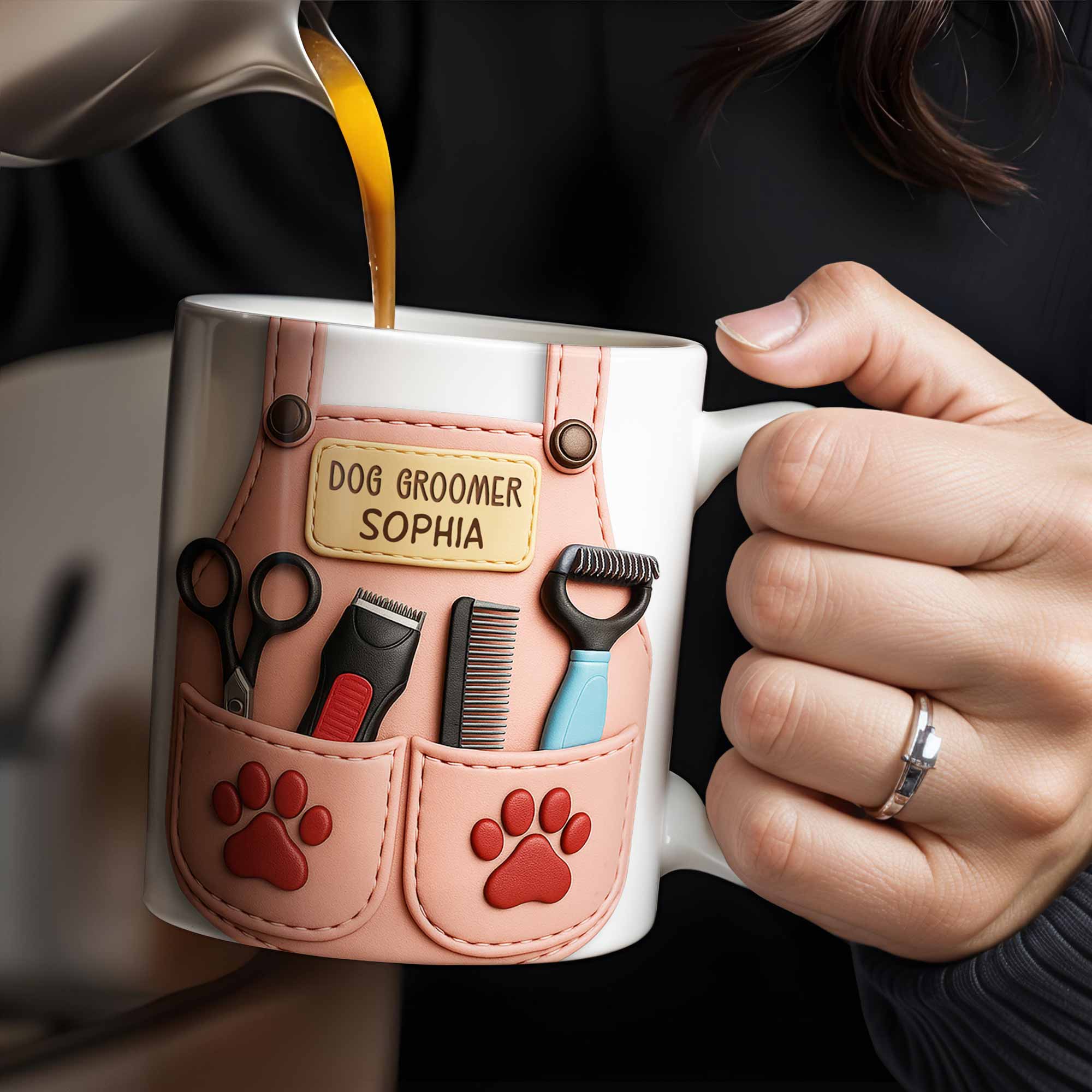 Personalized Dog Groomer, Scissors And Paw Prints Mug, Gift For Pet Care Professionals And Dog Lovers - Image 6