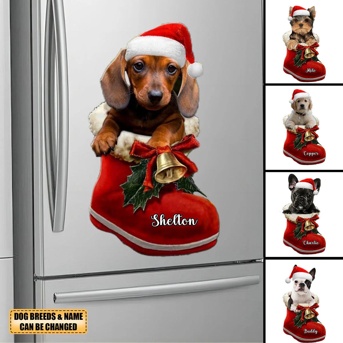 Personalized Dog in Santa Boot Christmas Decal - Image 3
