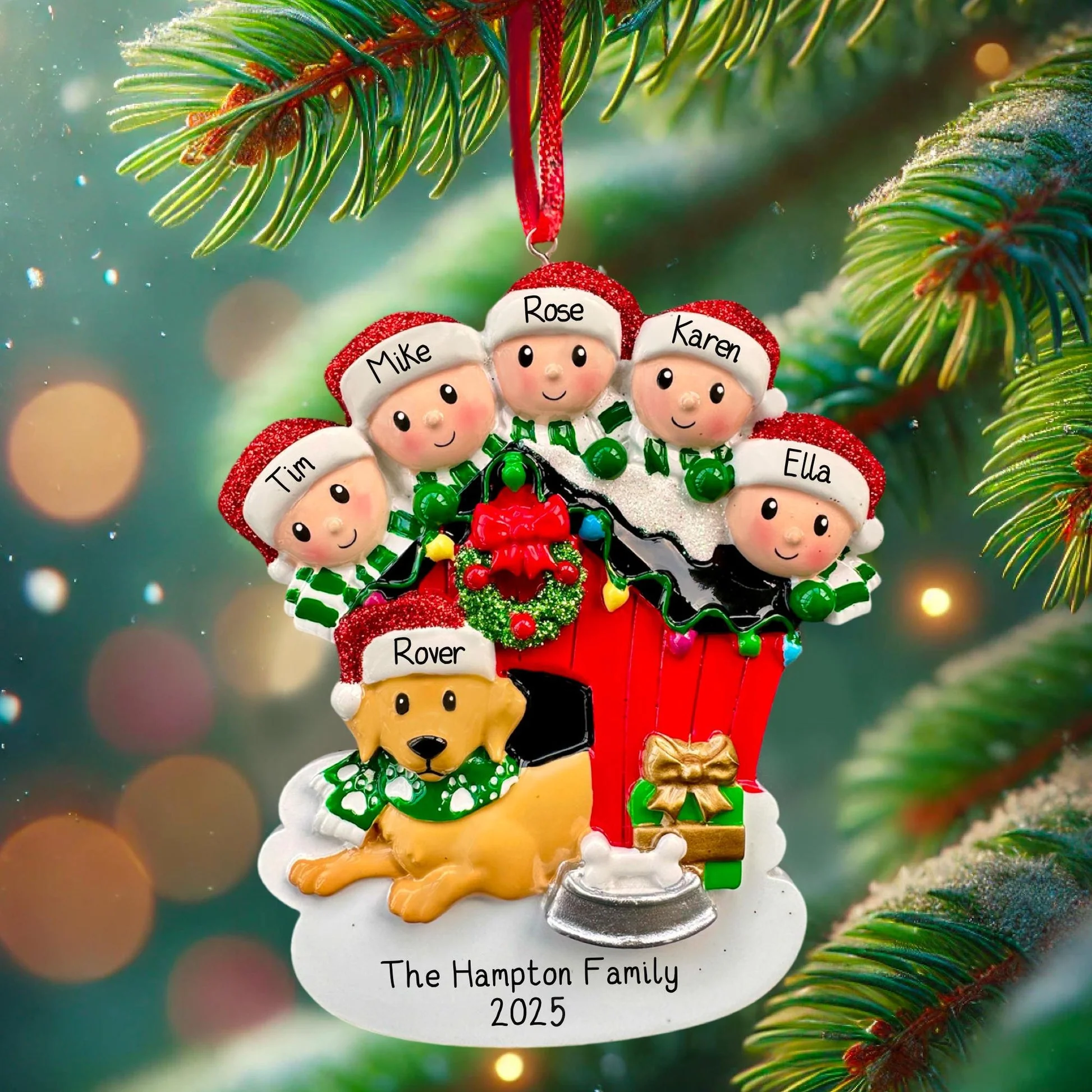 Personalized Dog Kennel Family Christmas Family Ornament - Image 2