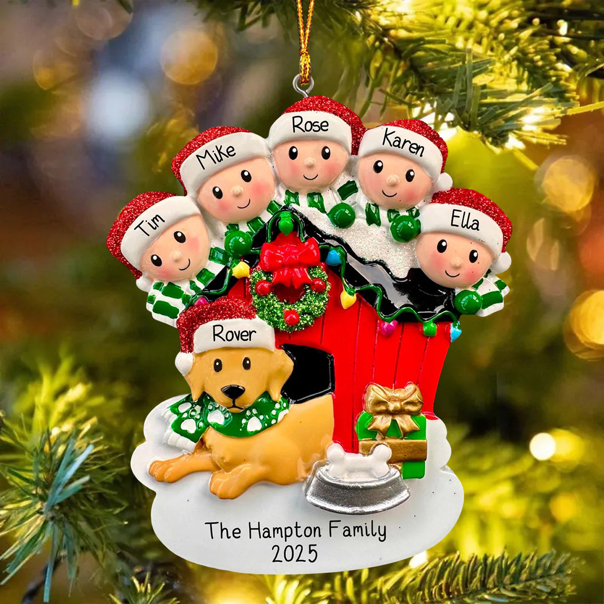 Personalized Dog Kennel Family Christmas Family Ornament - Image 3
