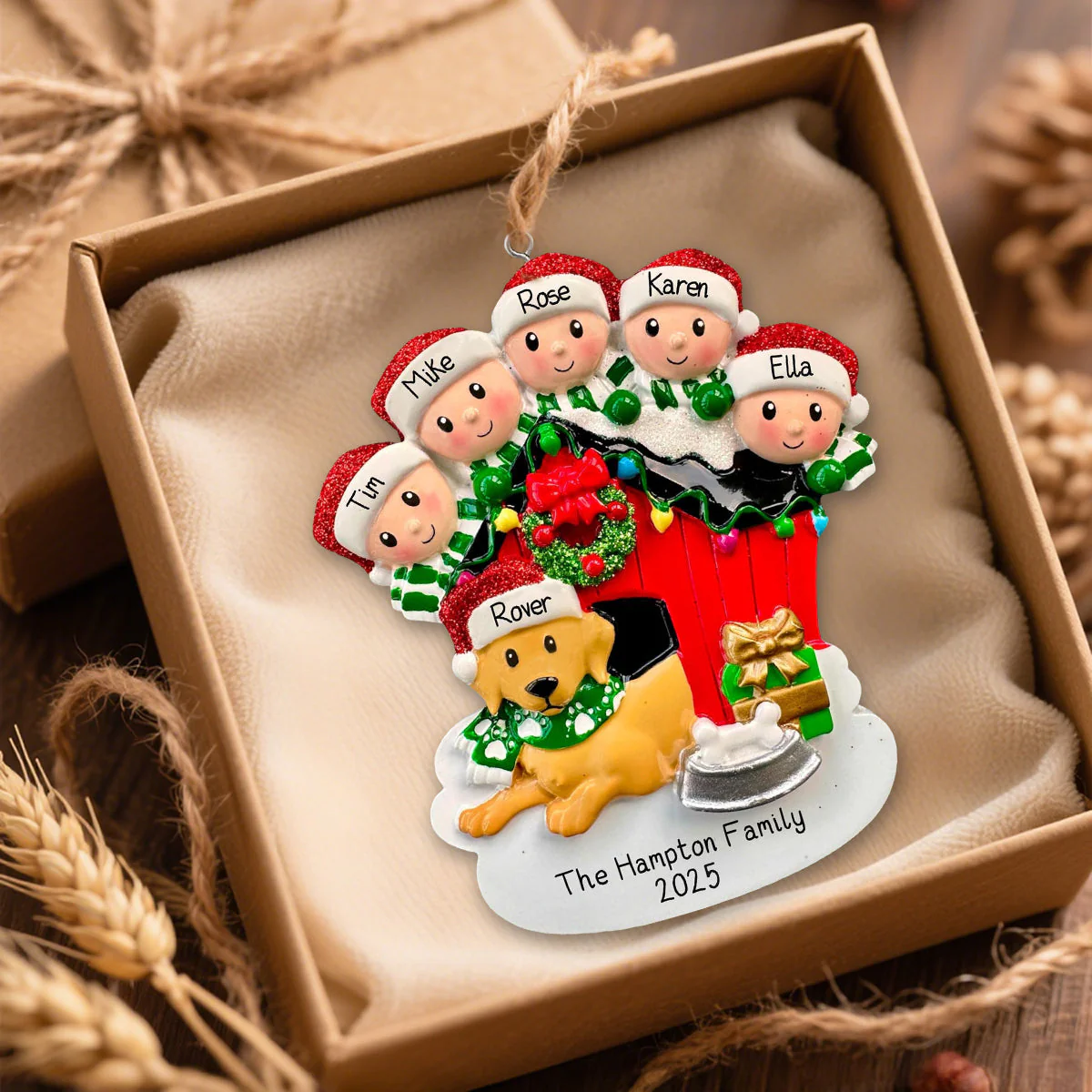 Personalized Dog Kennel Family Christmas Family Ornament - Image 4