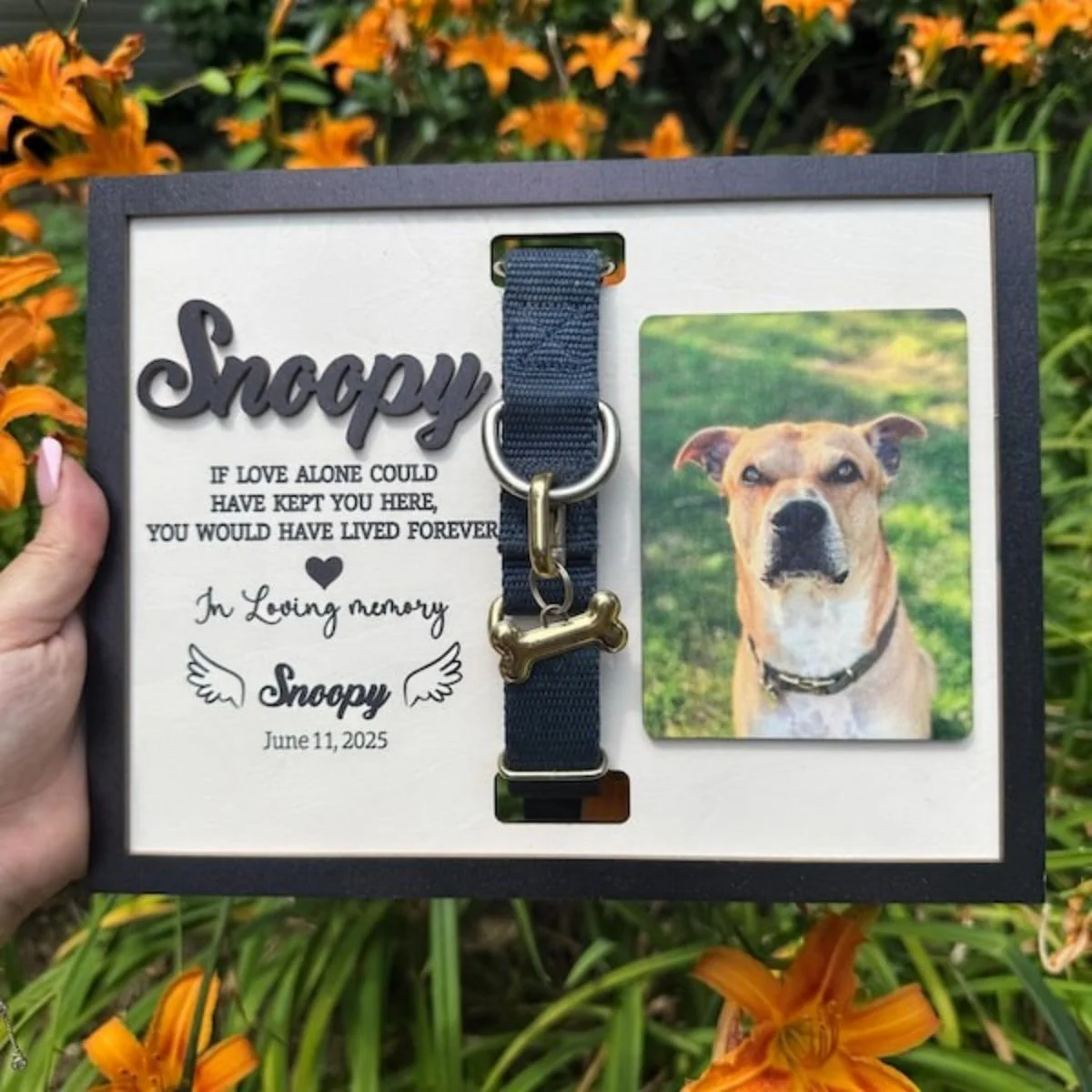 Personalized Dog Memorial Wood Frame With Collar Holder, Memorial Pet Collar Sign with Photo, Dog Memorial Gifts, Dog Sympathy Gift - Image 2