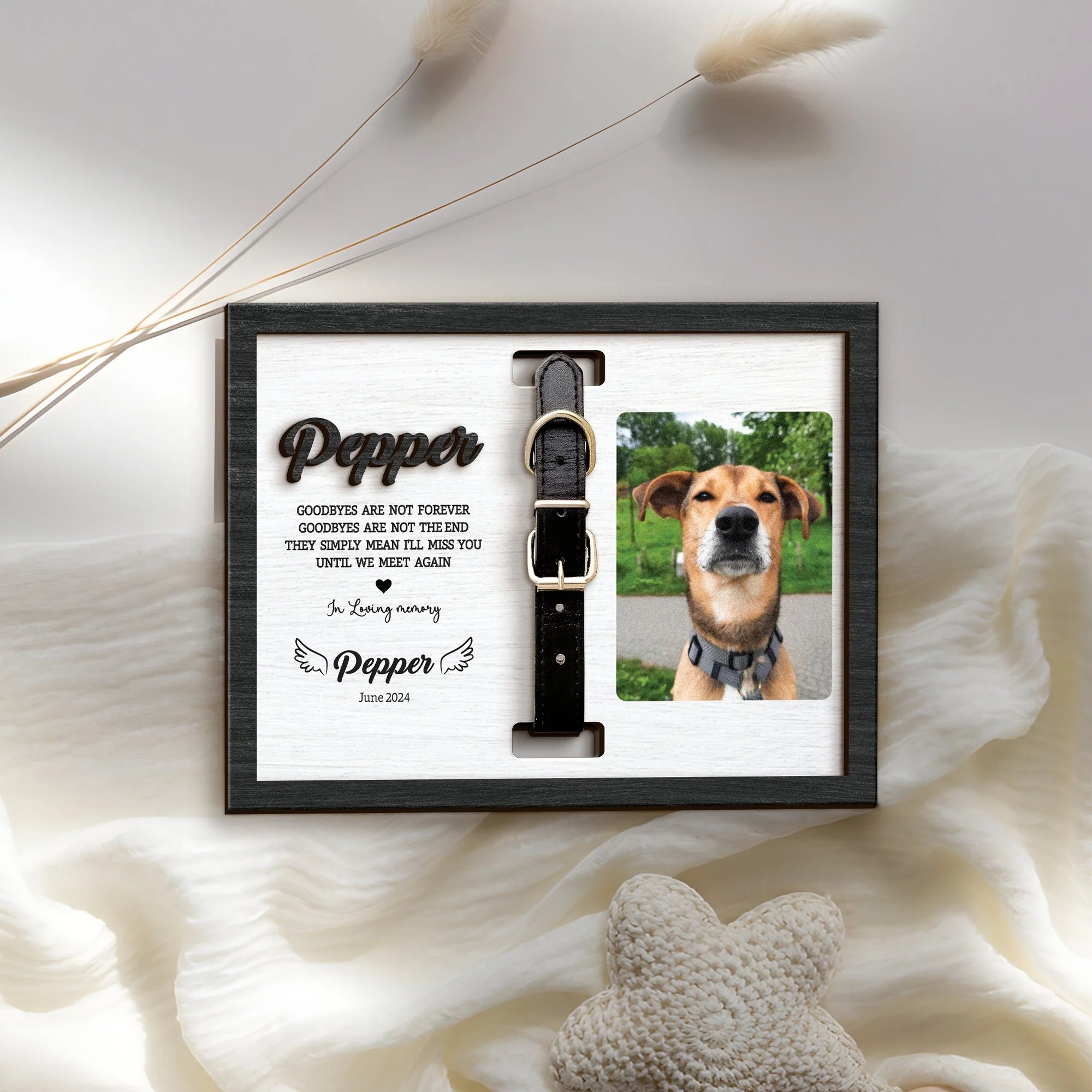 Personalized Dog Memorial Wood Frame With Collar Holder, Memorial Pet Collar Sign with Photo, Dog Memorial Gifts, Dog Sympathy Gift - Image 4