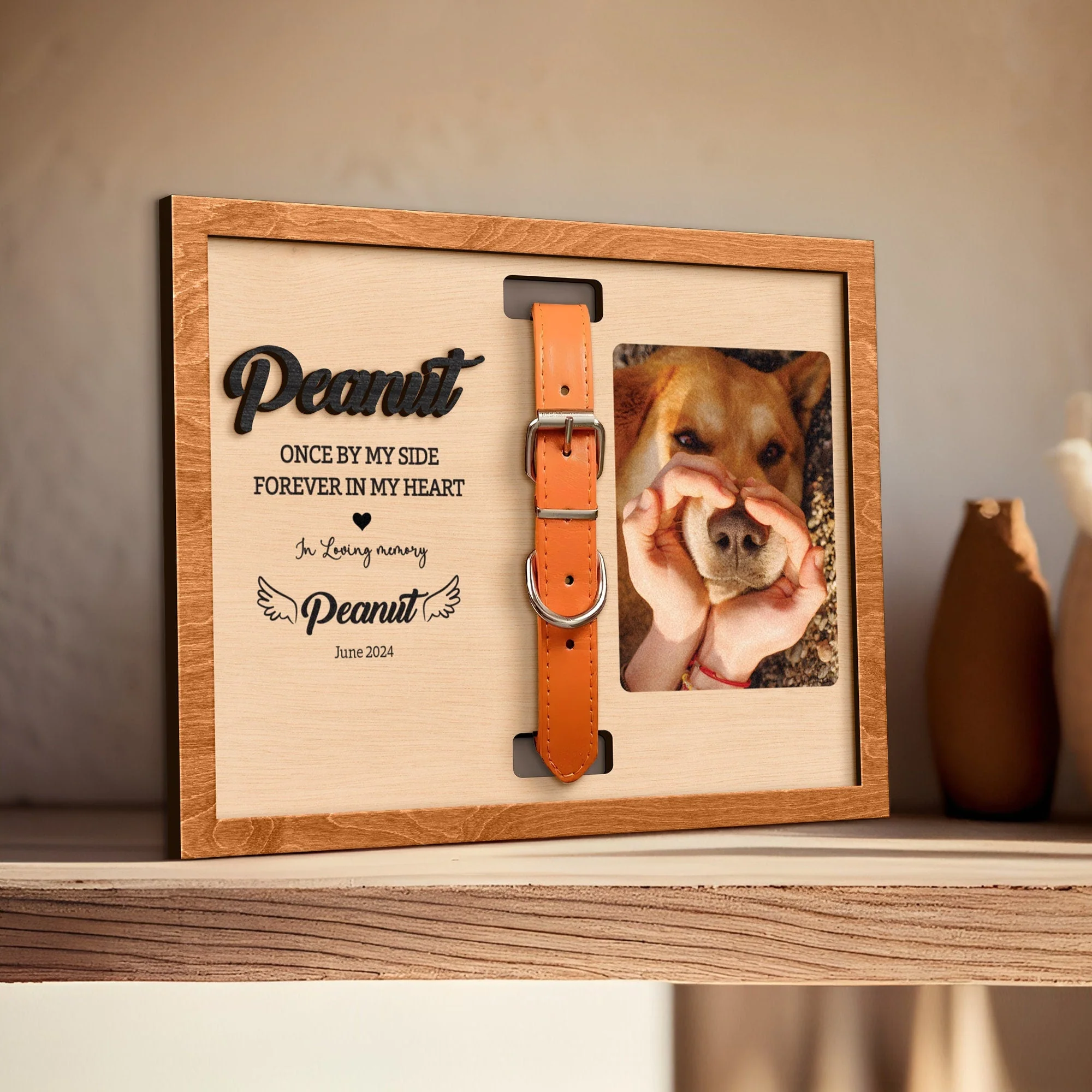 Personalized Dog Memorial Wood Frame With Collar Holder, Memorial Pet Collar Sign with Photo, Dog Memorial Gifts, Dog Sympathy Gift - Image 5