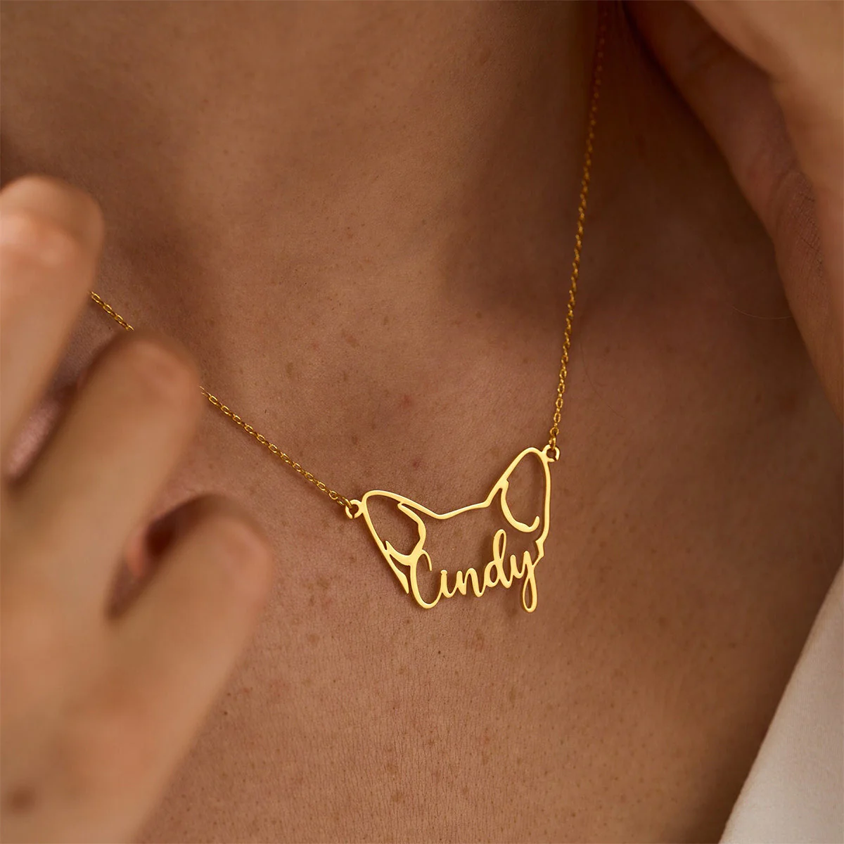 Personalized Dog Name and Dog Ears Necklace - Image 10