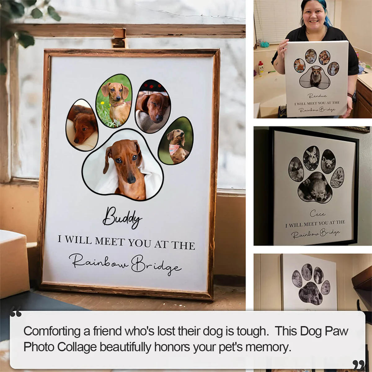 Personalized Dog Paw Photo Collage Canvas Print - Image 6