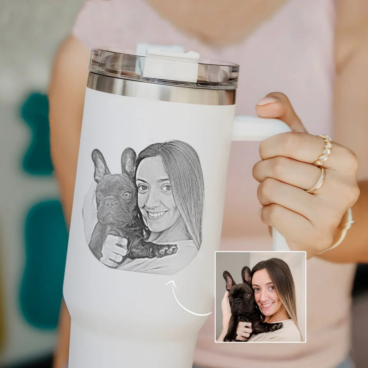 Personalized Dog Photo 40oz Tumbler With Handle Christmas Gifts for Dog Lovers - Image 7