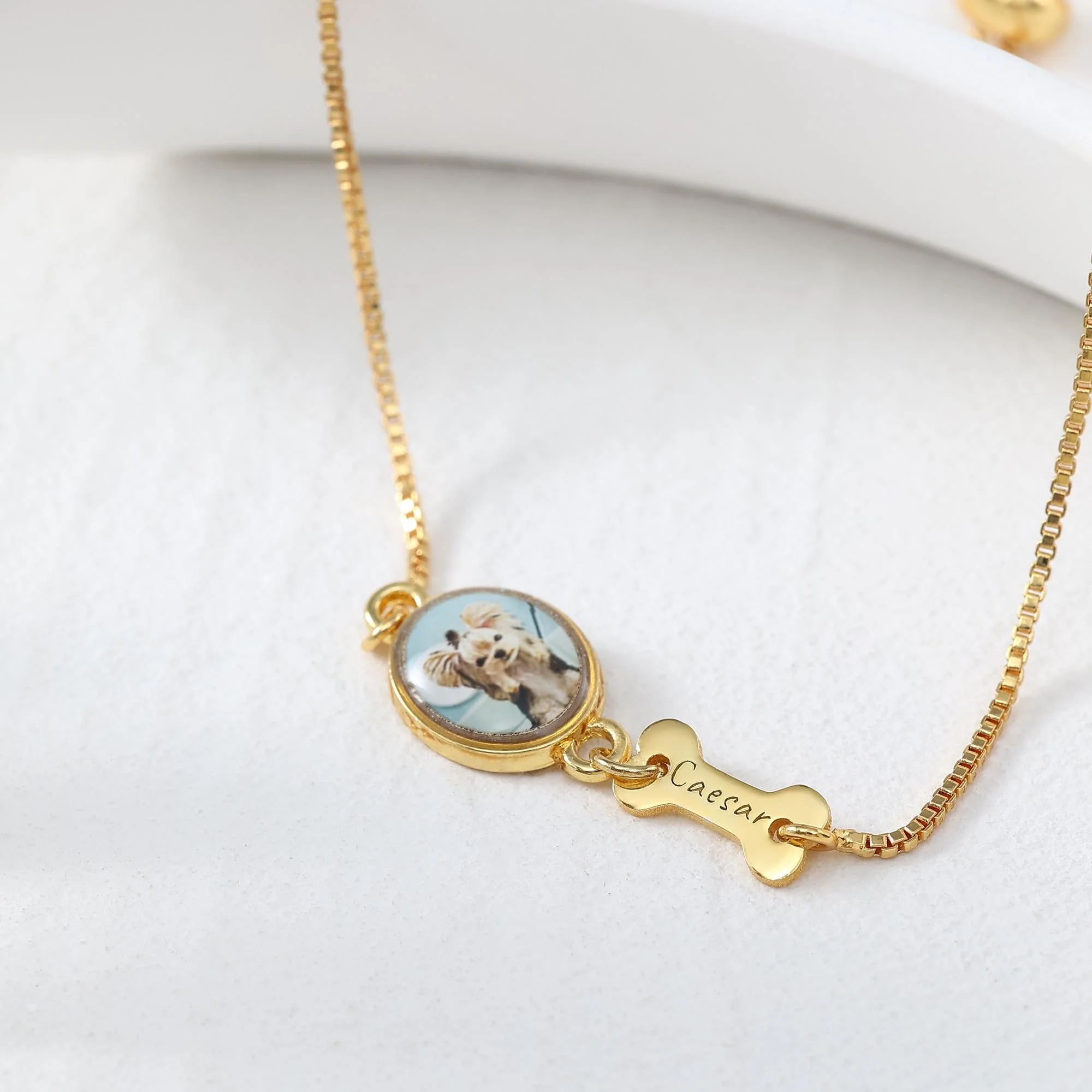 Personalized Dog Photo Bracelet, Custom Name Engraving & Pet Memorial Charm Jewelry - Image 5