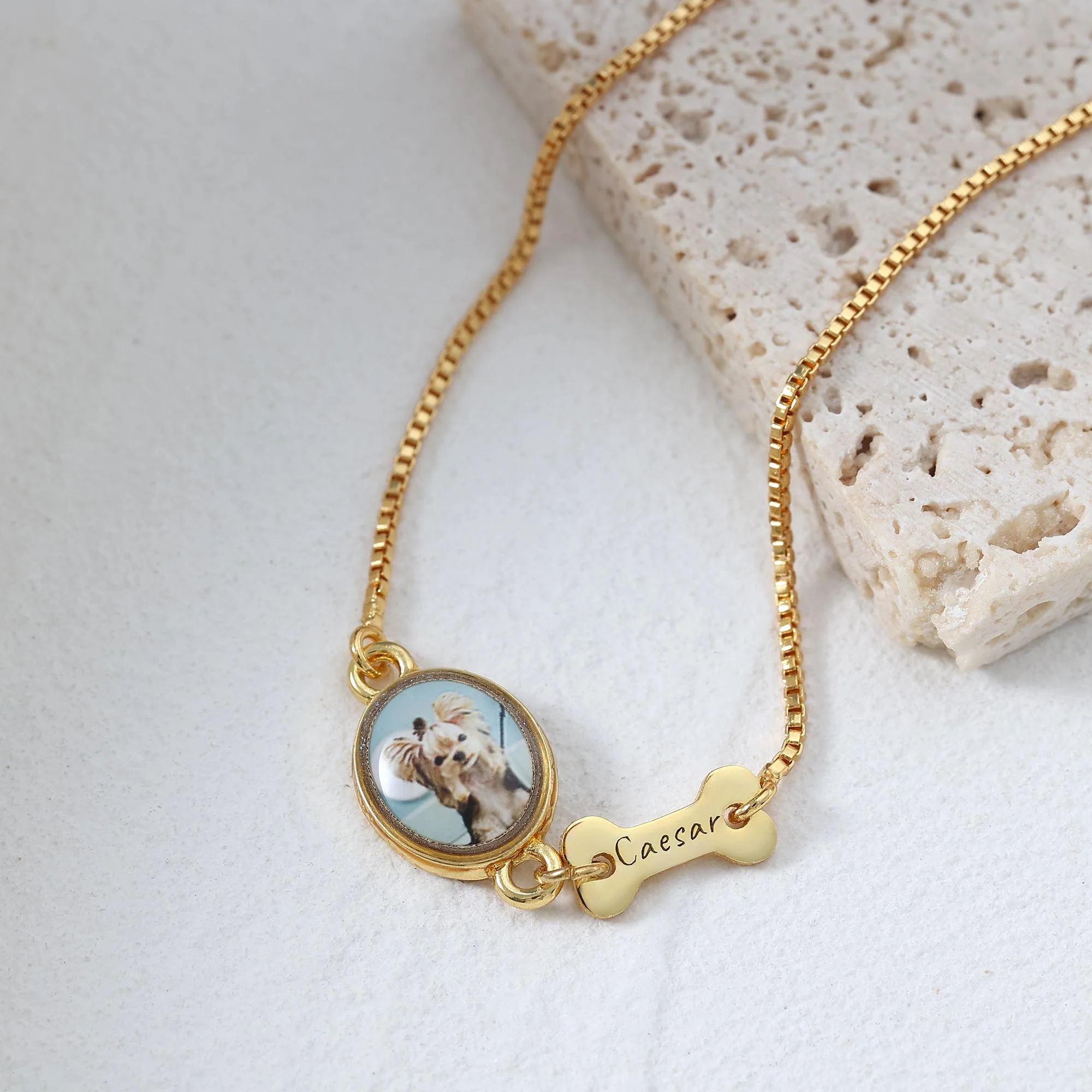 Personalized Dog Photo Bracelet, Custom Name Engraving & Pet Memorial Charm Jewelry - Image 6