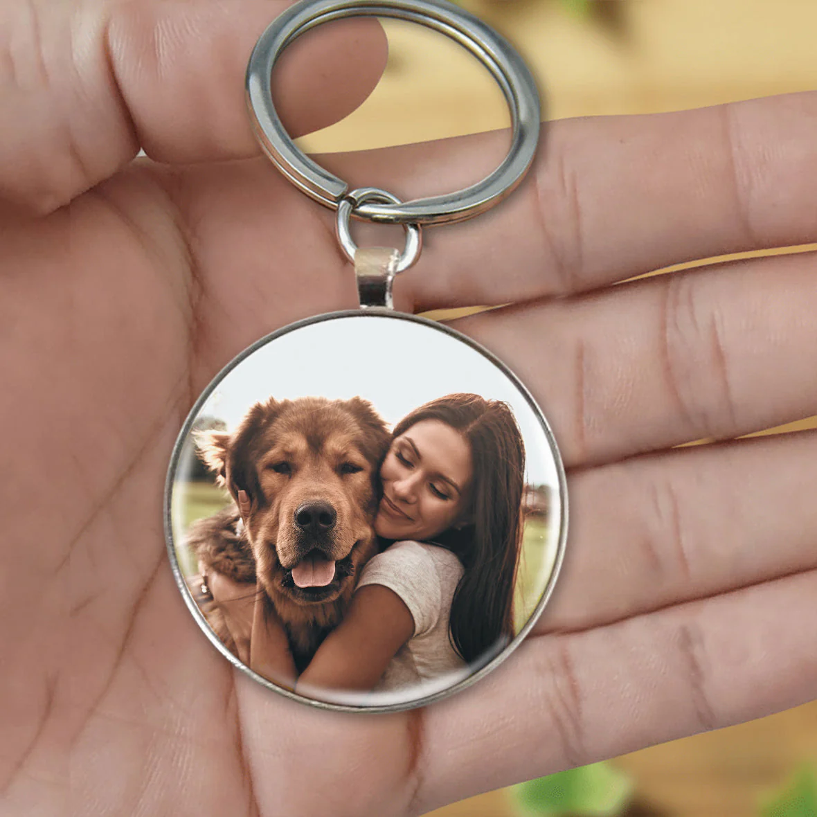 Personalized Dog Photo Keychain-Round Resin Epoxy Metal Keychain - Image 2